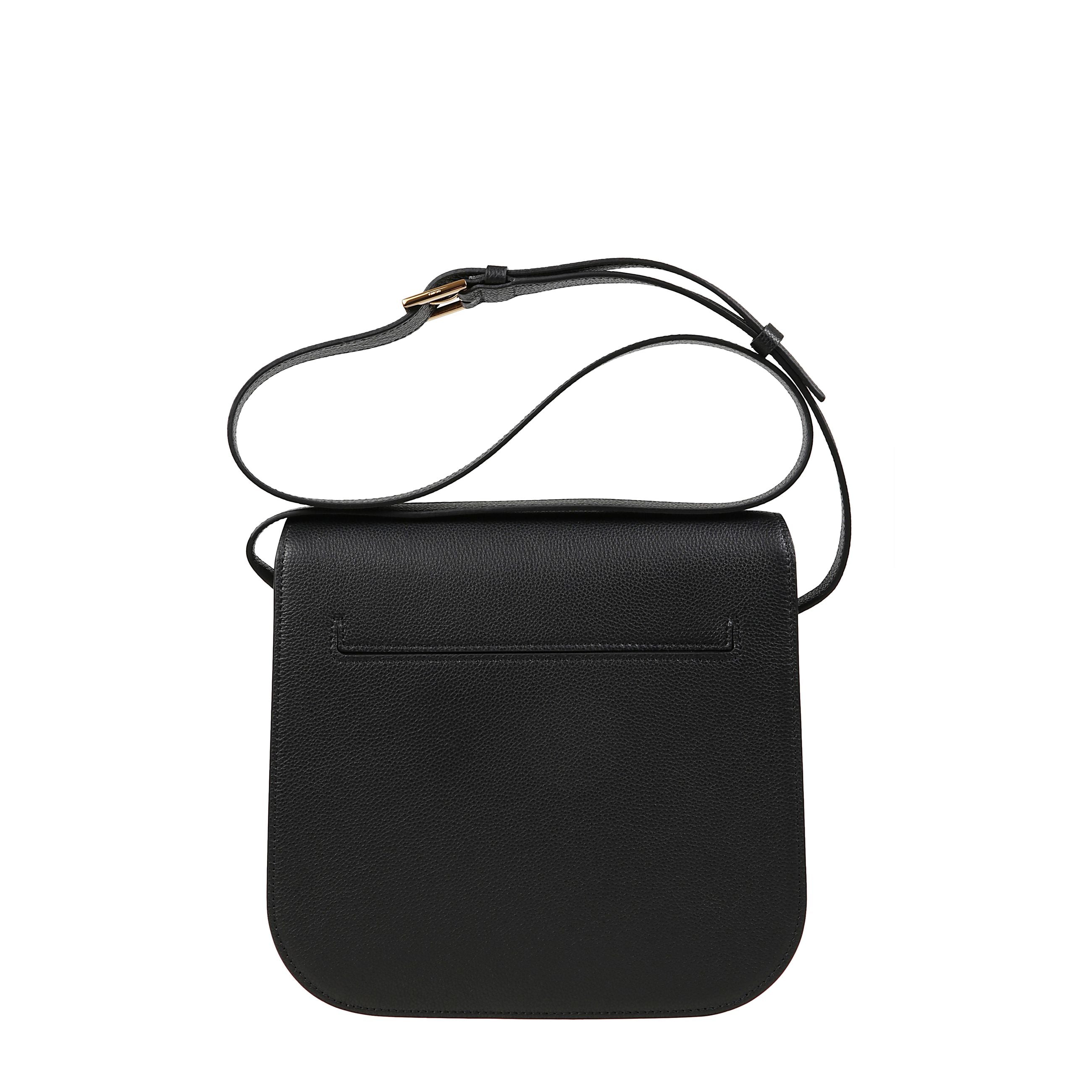 Borsa in pelle con chiusura a tasca frontale con placca del logo tom ford color oro. dotata di tracolla regolabile e staccabile.