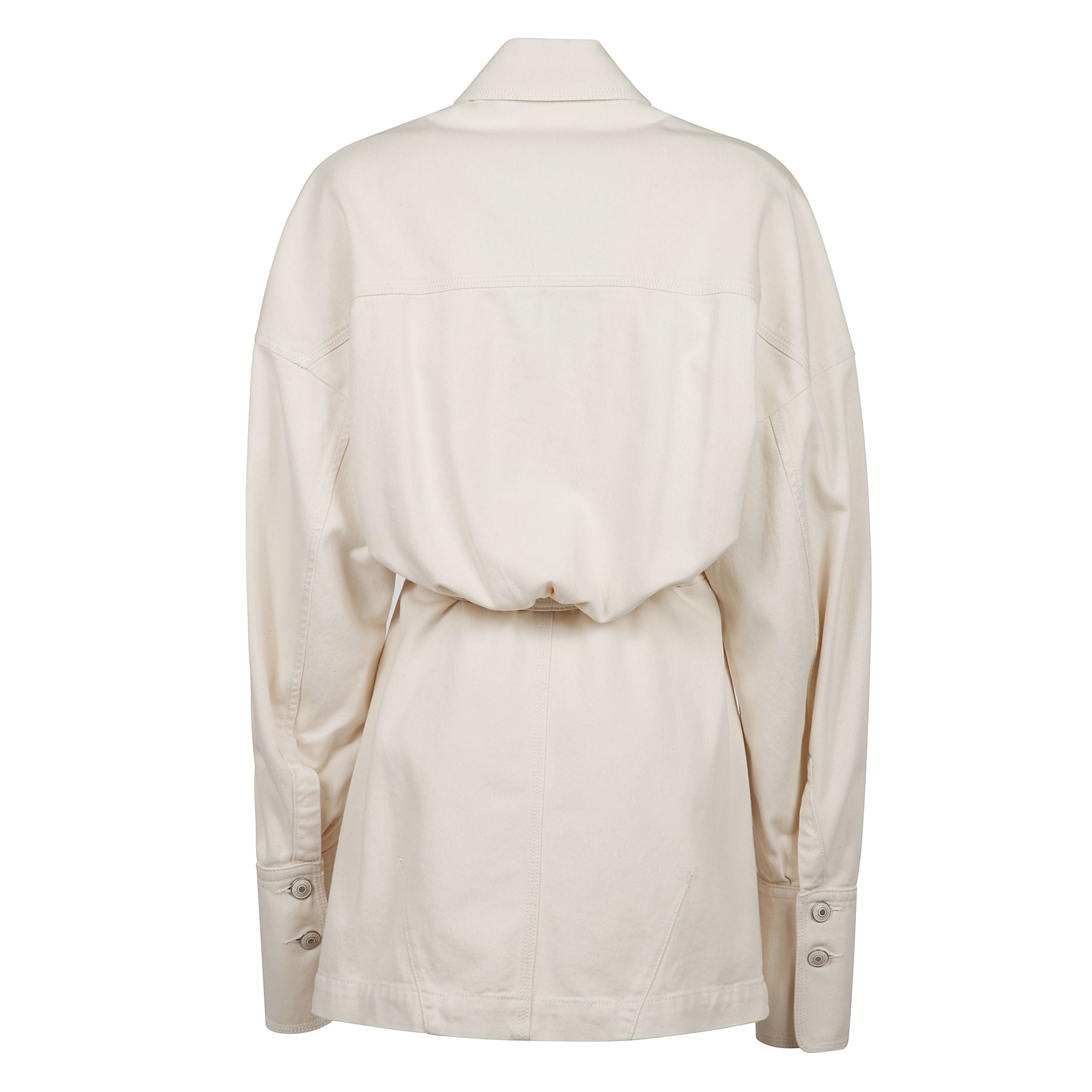 Camicia beige a manica lunga in puro cotone con abbottonatura e due tasche sul petto a bottoni