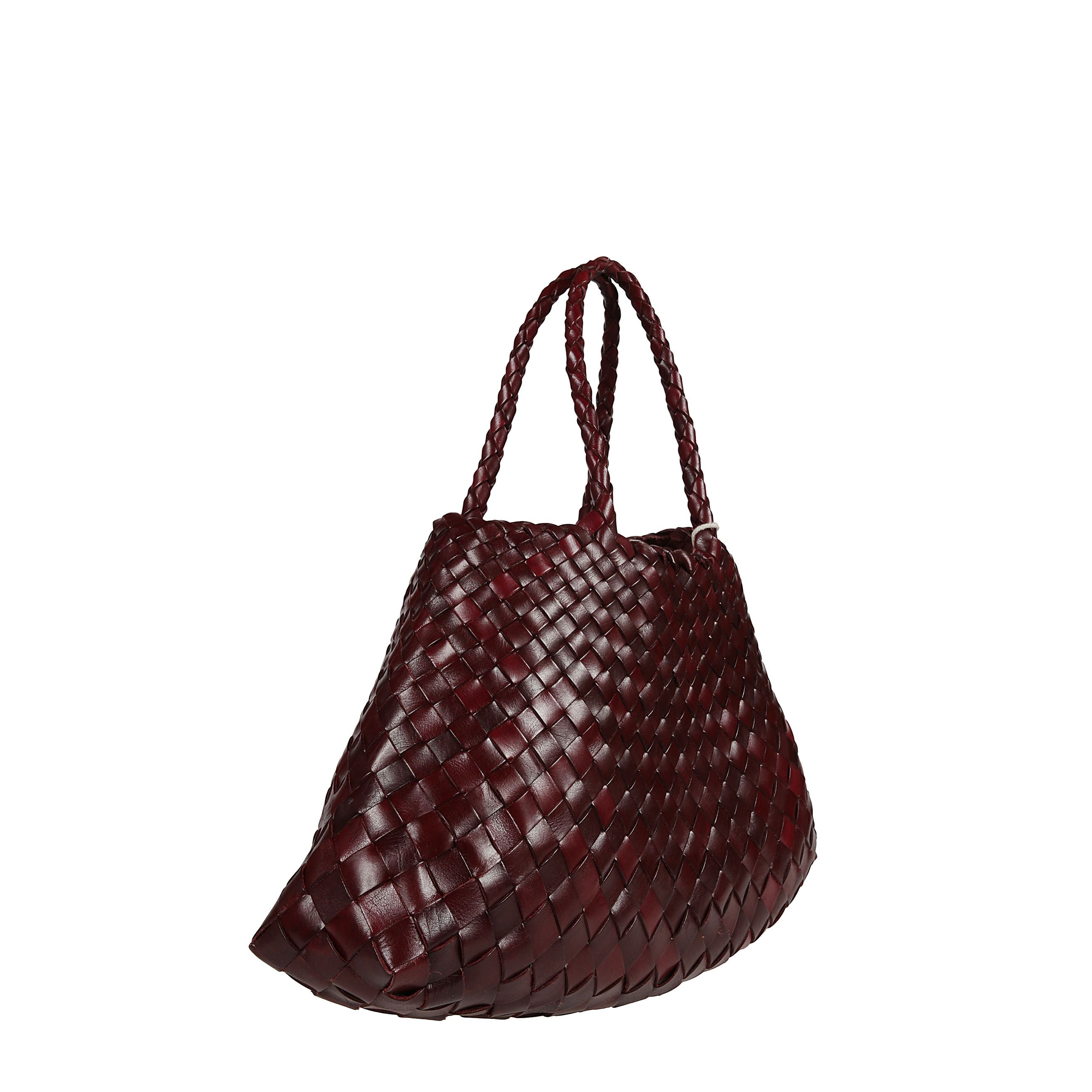 Santa croce big di dragon diffusion. corpo in pelle intrecciata a mano. manici superiori in pelle intrecciata.