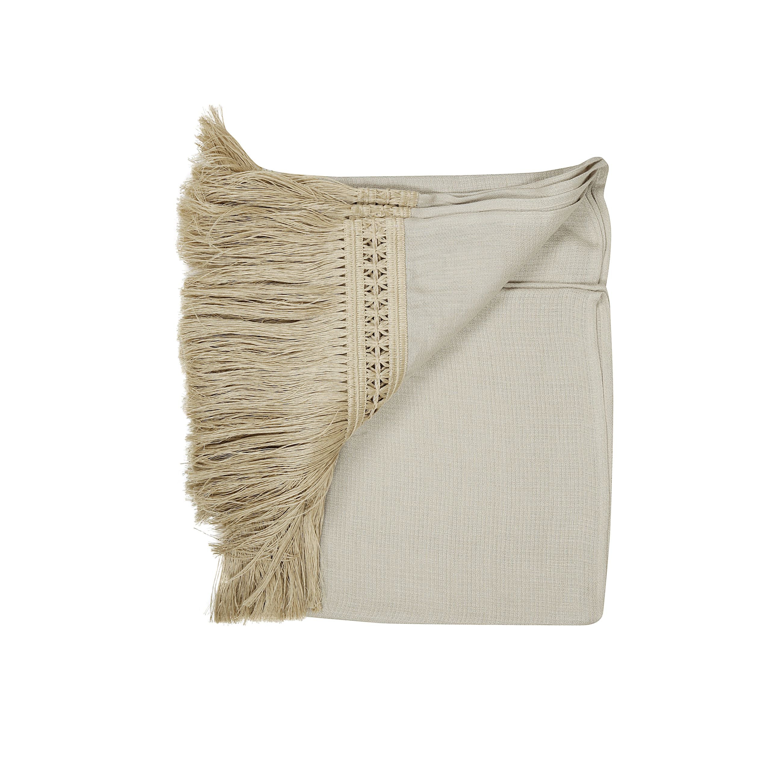 Stola in leggero filato di puro lino tinta unita con motivo a frange e dettagli in passamaneria sui lati corti. rifinita con logo max mara ricamato sul fondo