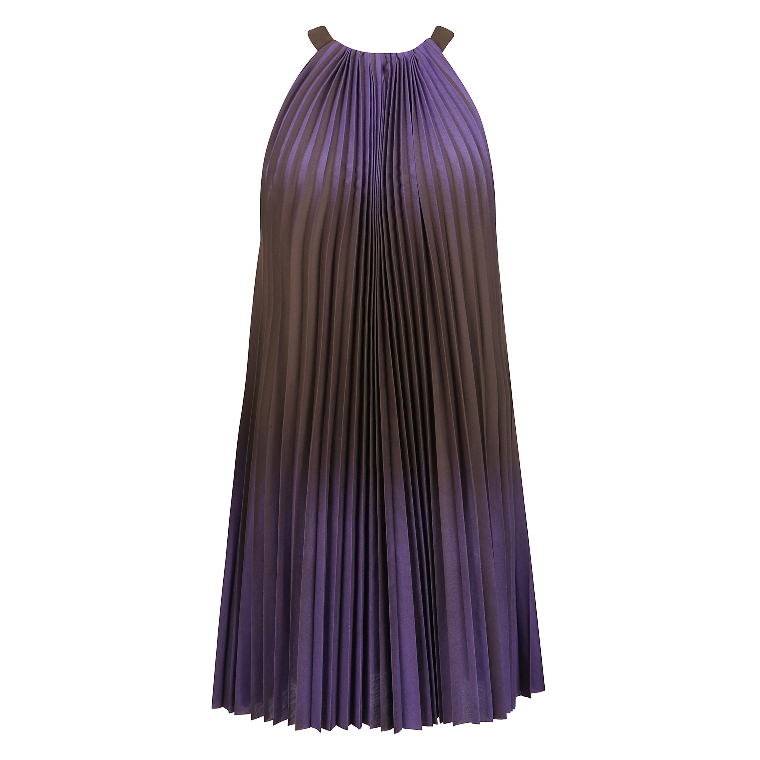 Abito corto dalla vestibilitÃ  morbida, realizzato in tela di misto cotone. modello smanicato con scollo all'americana, caratterizzato da una lavorazione a pieghe plissÃ© con motivo stampato all over, effetto sfumato. sfoderato, si chiude a goccia con pic