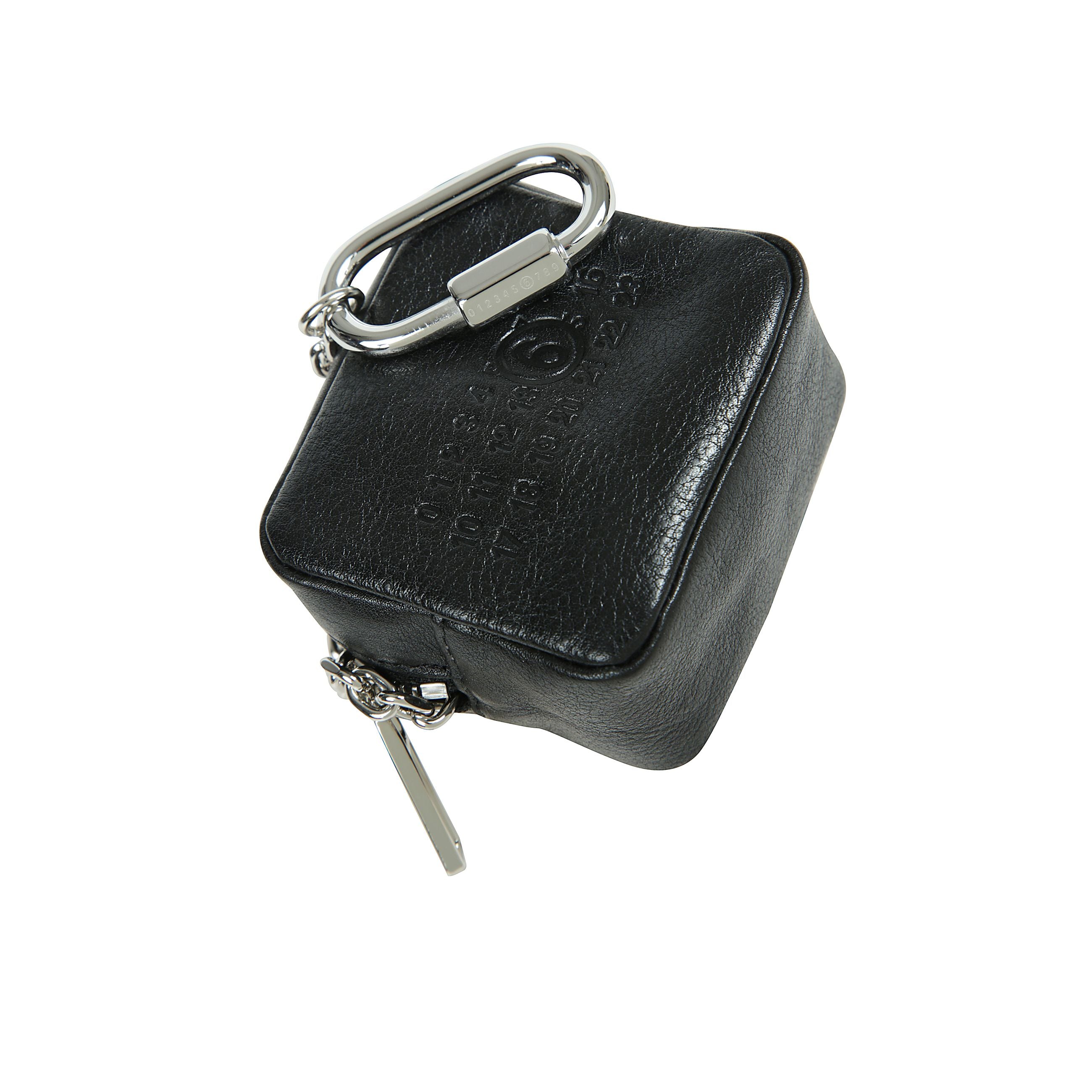 Portamonete con logo con attacco a moschettone e chiusura superiore con zip