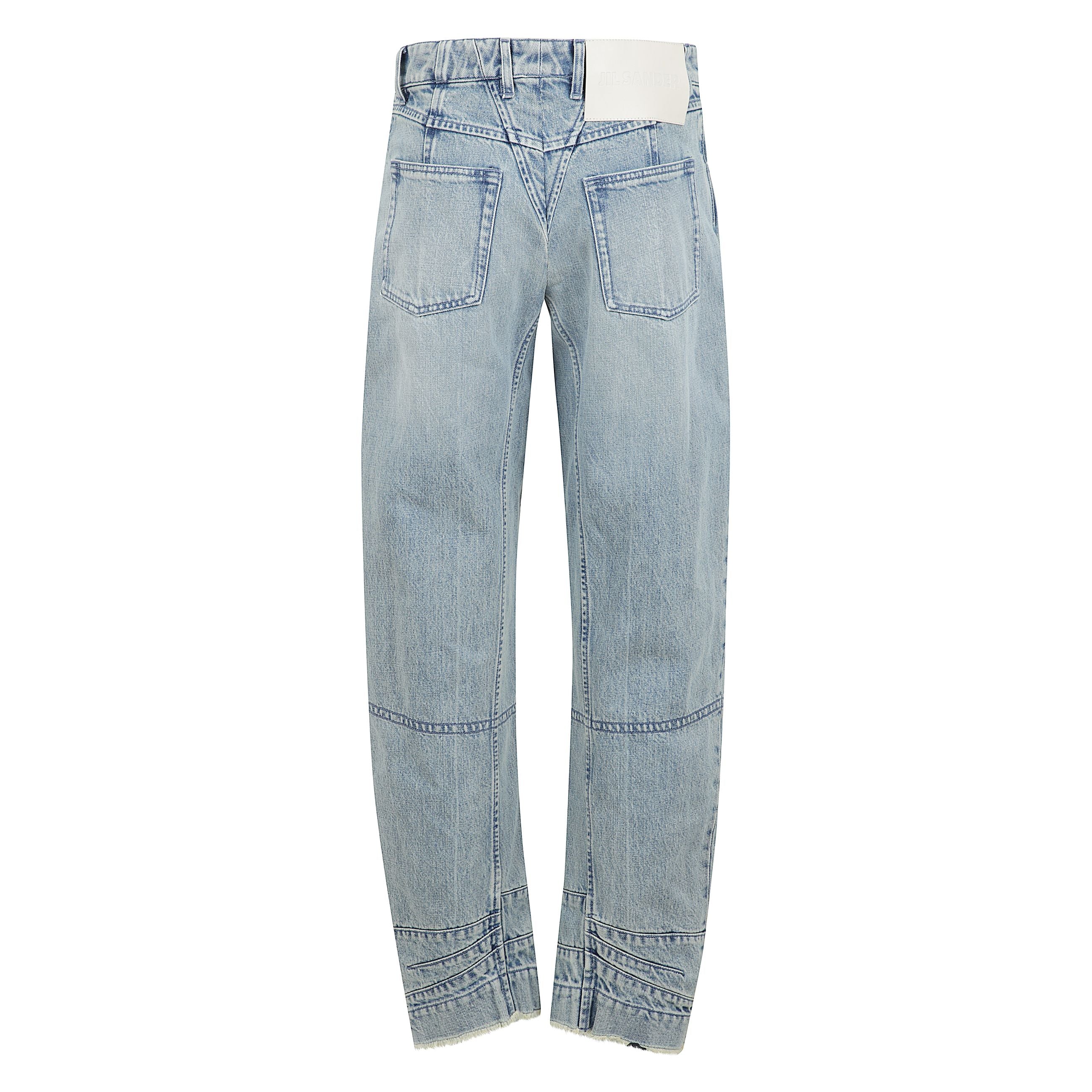 Pantaloni 69 aw 20 gw
pantaloni in denim di cotone biologico con applicazione posteriore in pelle con logo jil sander goffrato