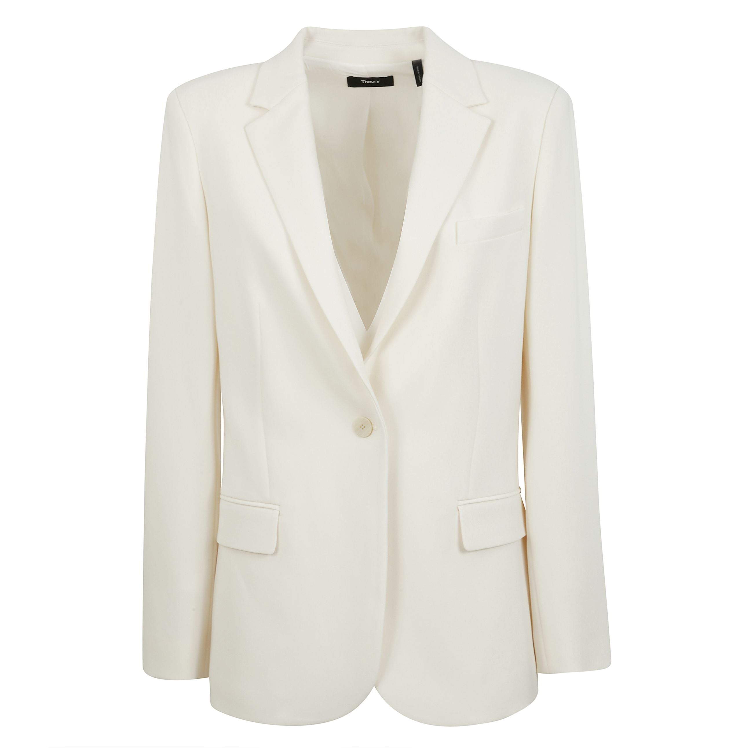 Blazer nero staple monopetto con taglio sartoriale e chiusura frontale a bottoni