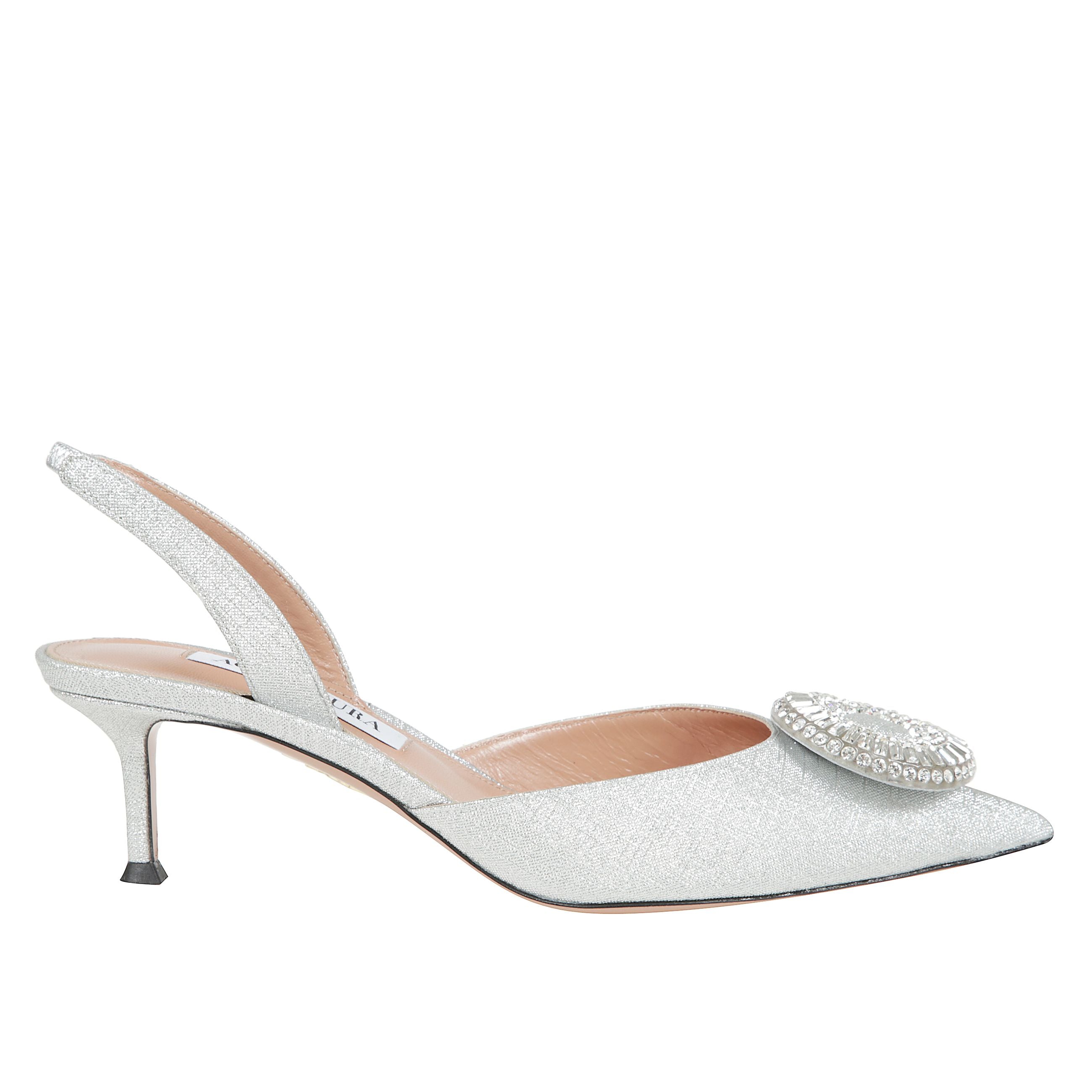 Crystal hoop sling 50 pumps con design a punta con fascia elasticizzata sul tallone e soletta in pelle con logo