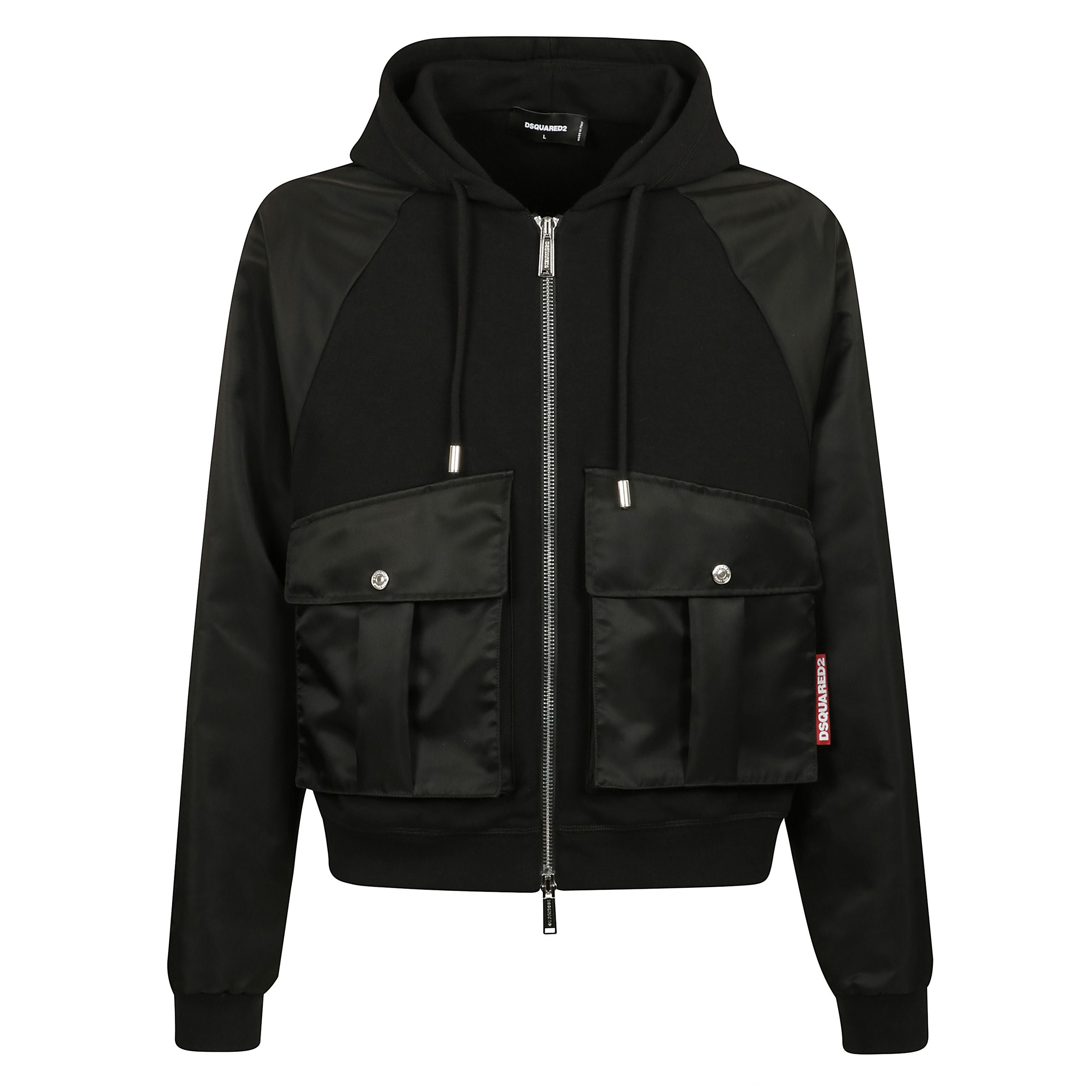 Felpa nera con cappuccio e due tasche