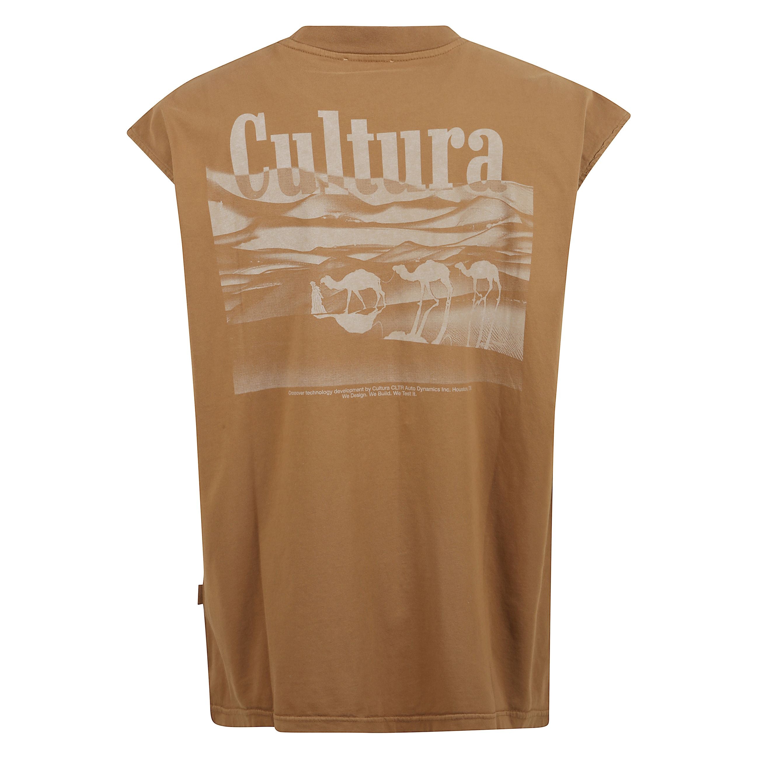 T-shirt desert tank a giromanica con stampa
