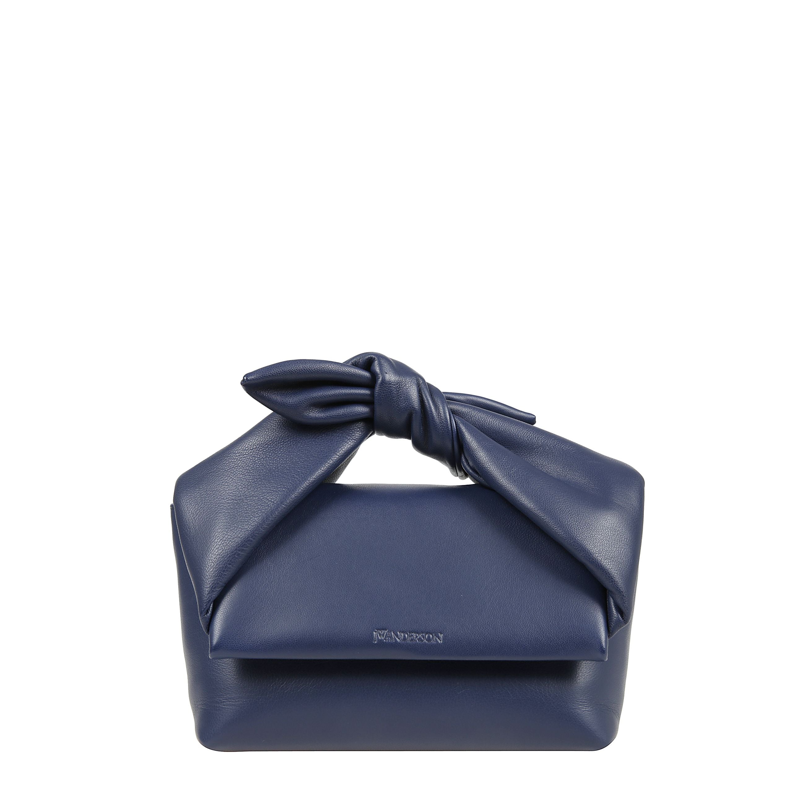 Bow midi twister bag 
 borsa in pelle liscia, manico morbido ritorto, logo in rilievo sul davanti con catena a tracolla in oro staccabile e chiusura a patta magnetica