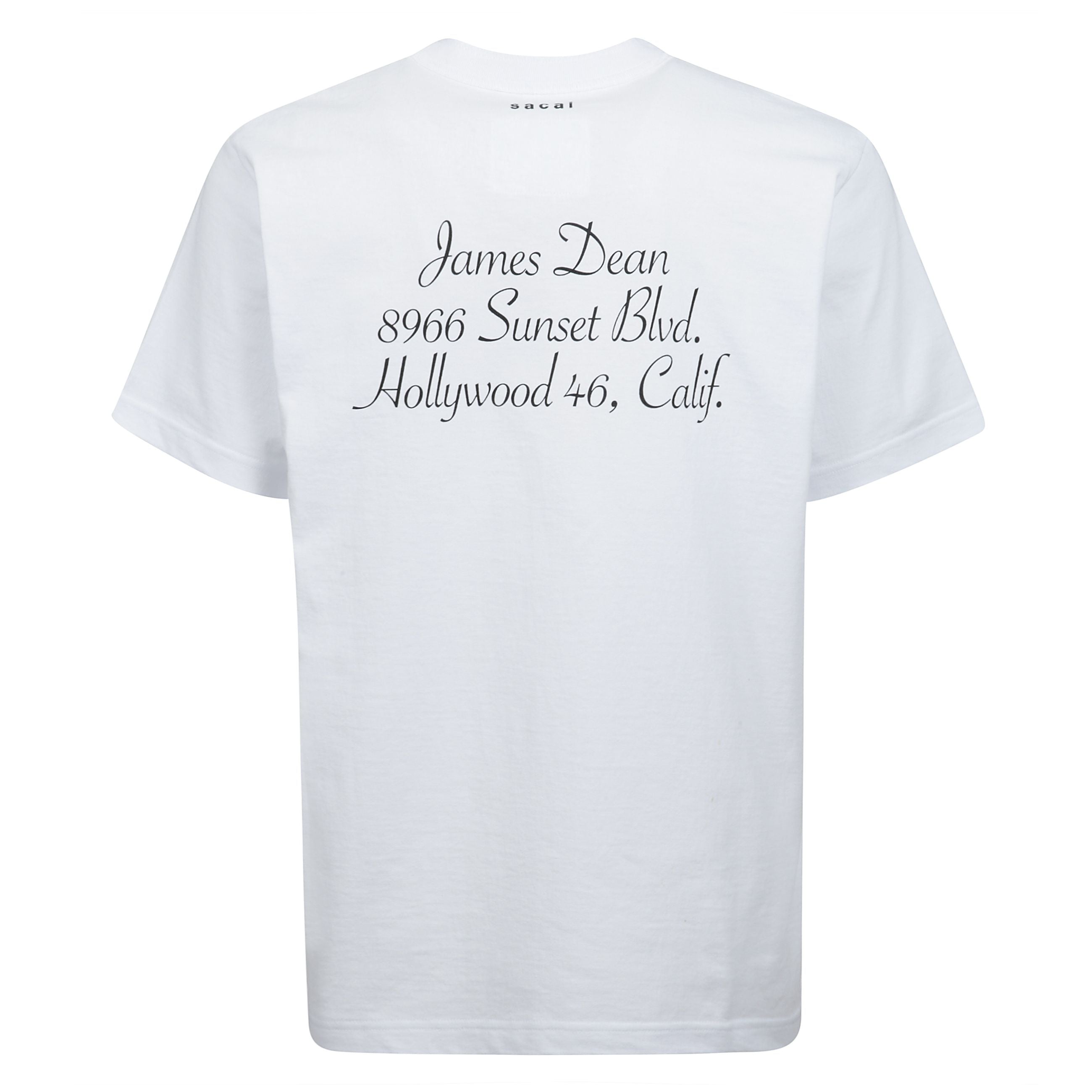 Minimalismo e concettualitÃ  si incontrano in questa t-shirt firmata sacai, realizzata in puro cotone di alta qualitÃ . il design essenziale Ã¨ arricchito da una stampa testuale a contrasto che esprime un messaggio filosofico, incarnando l'estetica intell