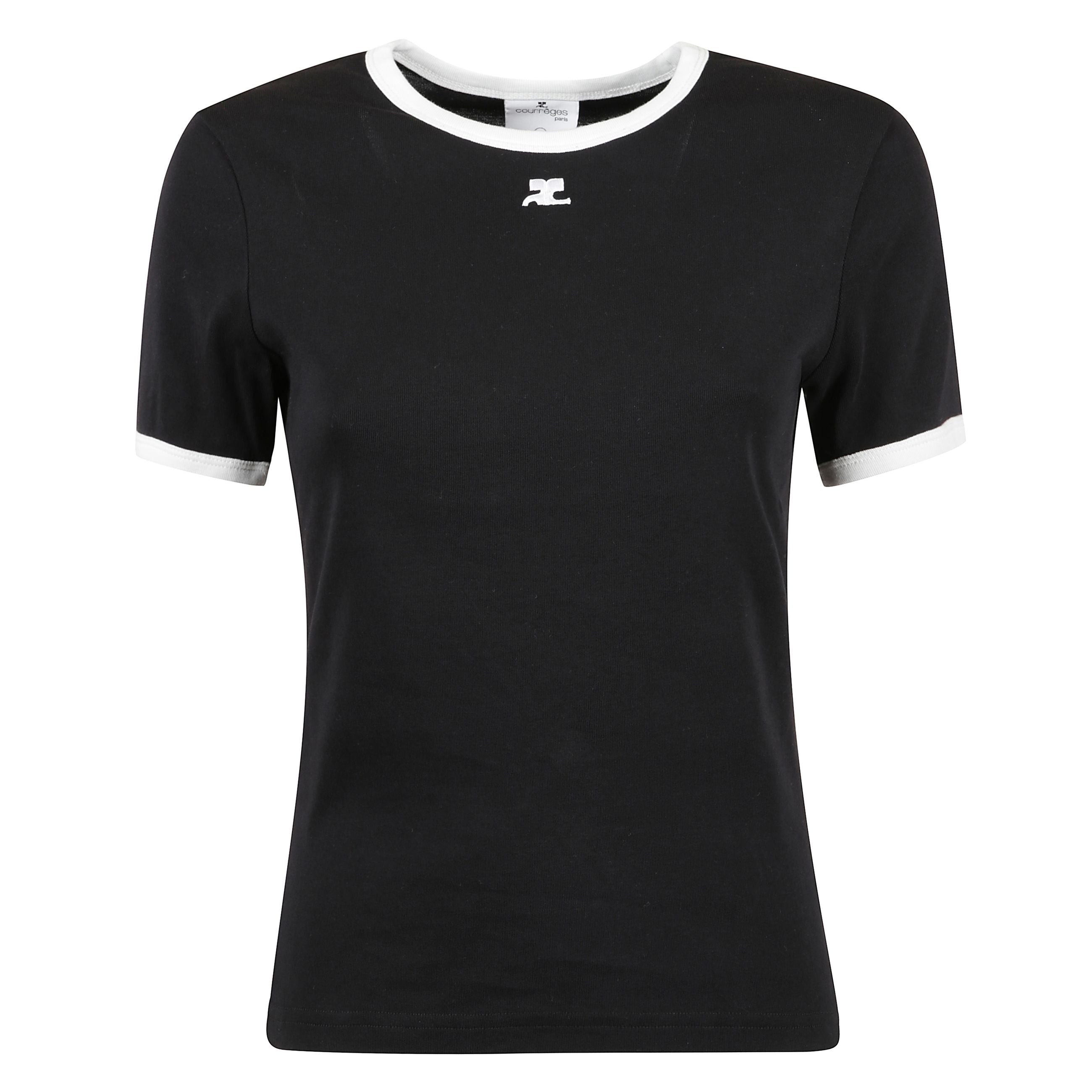 T-shirt a maniche corte courrÃ¨ges. girocollo con bordini a contrasto. piccolo logo del brand sul petto.