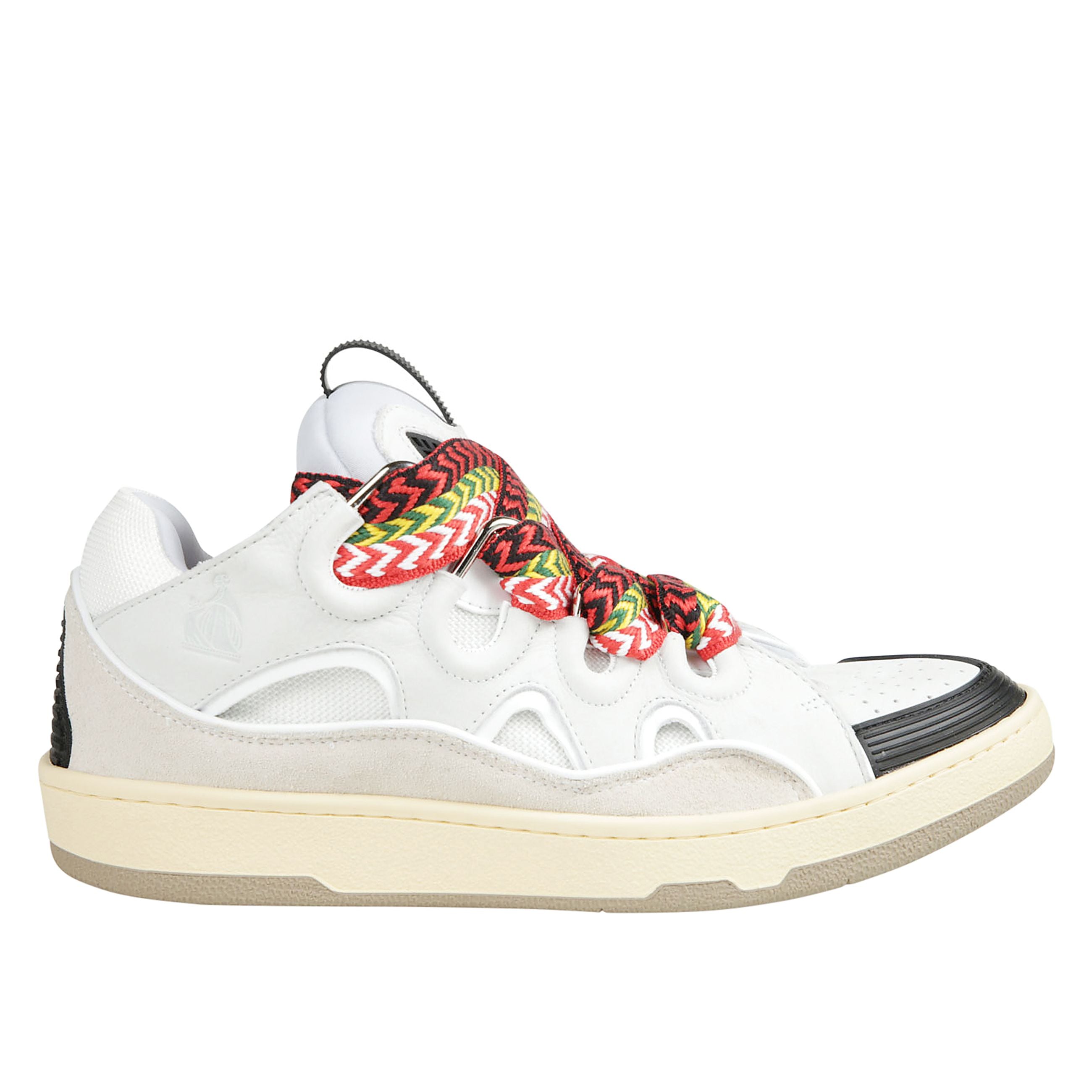 Curb sneakers di lanvin. design in pelle e tessuto con microfori. chiusura con lacci spessi multicolor.