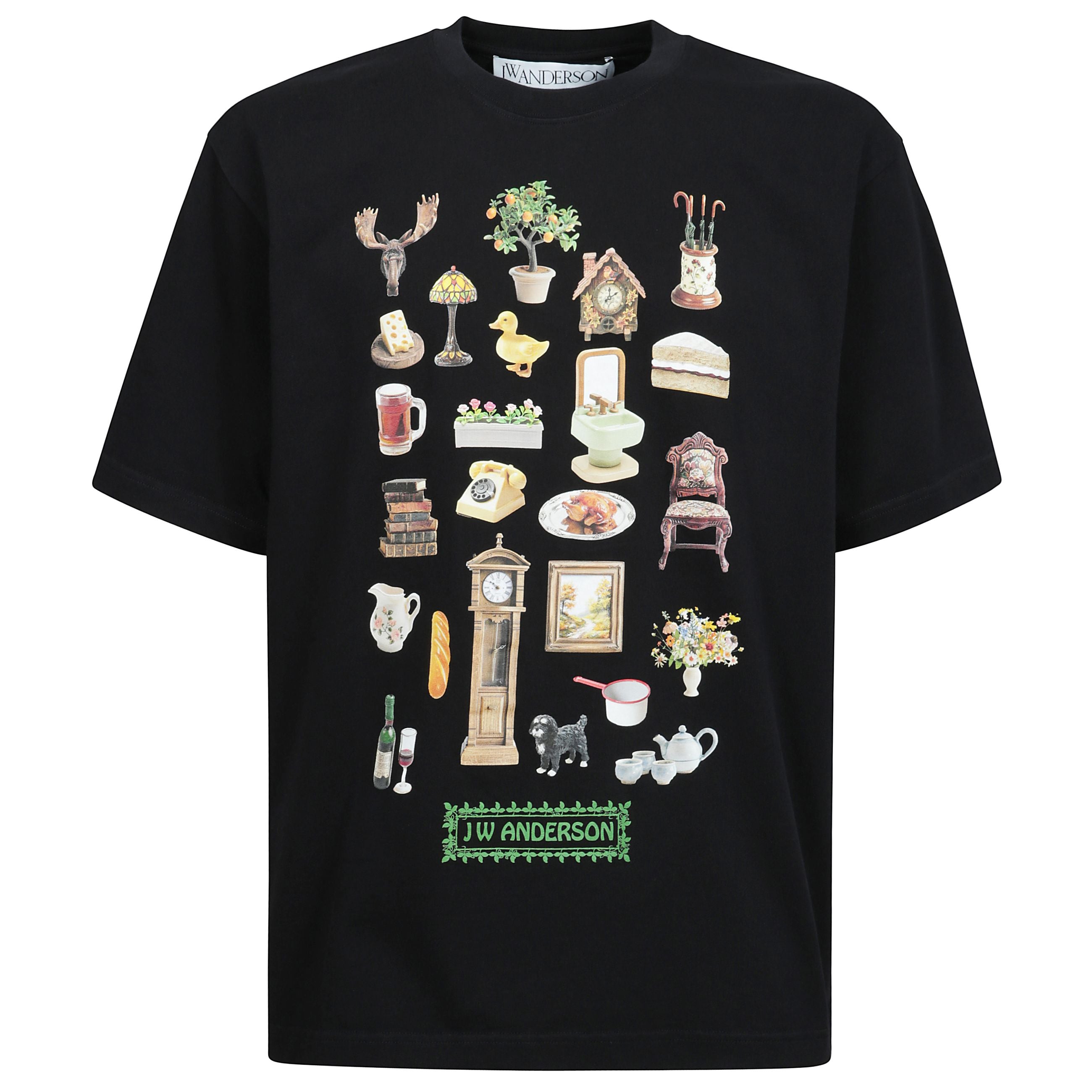 T-shirt jw anderson bianca a girocollo con manica corta e stampa frontale.