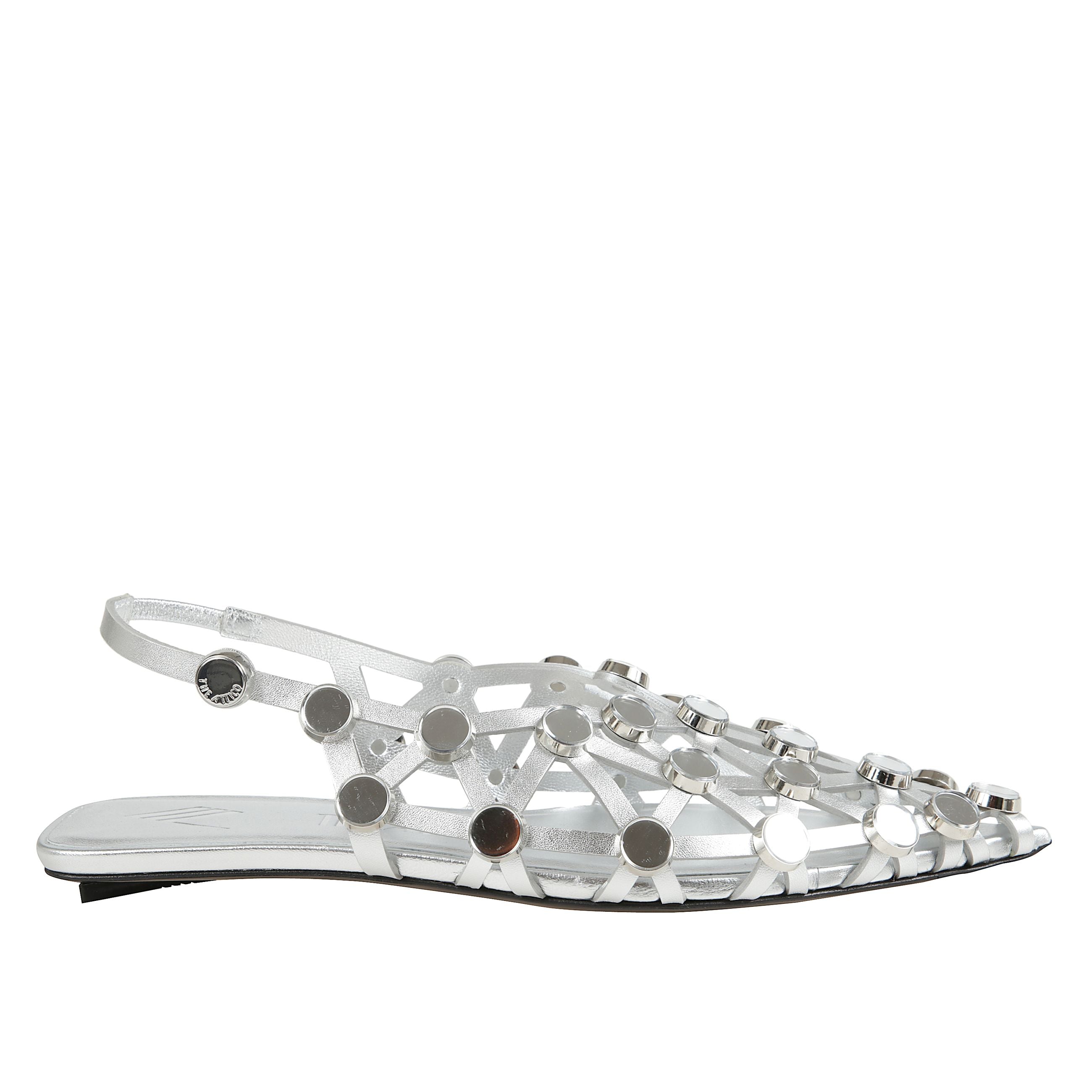 Ballerina ''grid'' in nappa metallizzata con lavorazione specchietti silver.