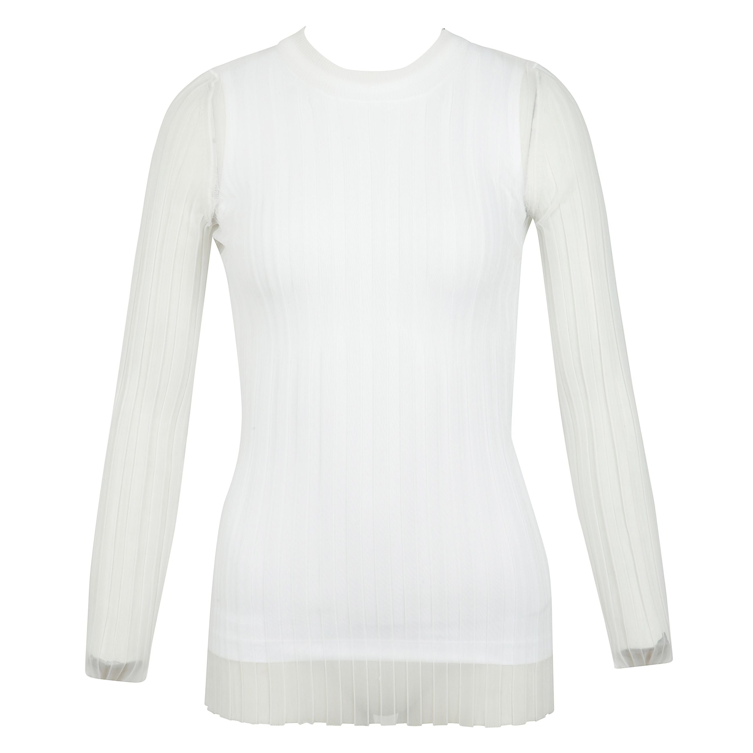 Maglia a maniche lunghe in filato trasparente.