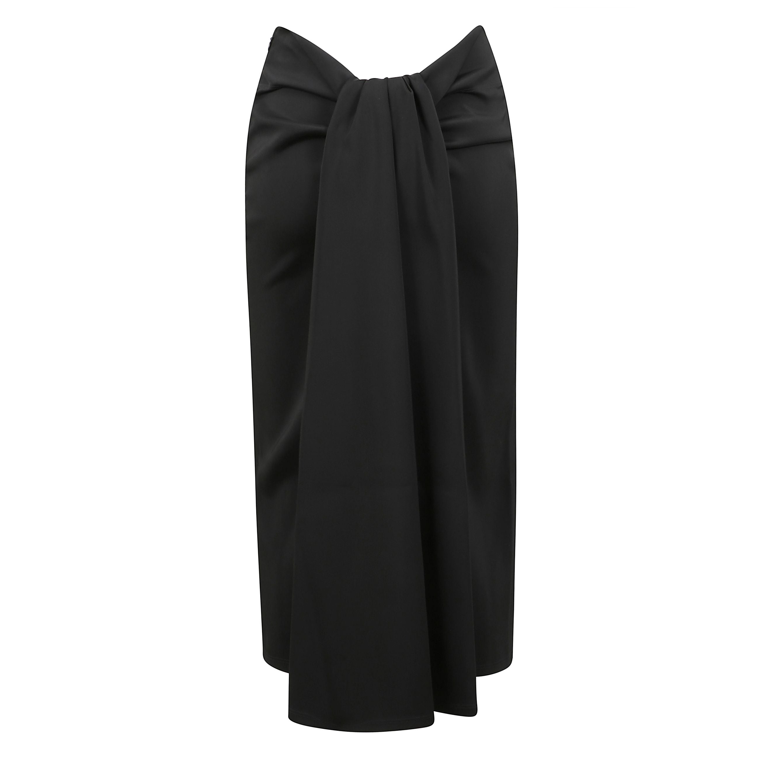 Gonna a vita alta in viscosa elasticizzata con vestibilitÃ  dritta e aderente, lunghezza sotto il ginocchio e strascico ripiegato sul retro