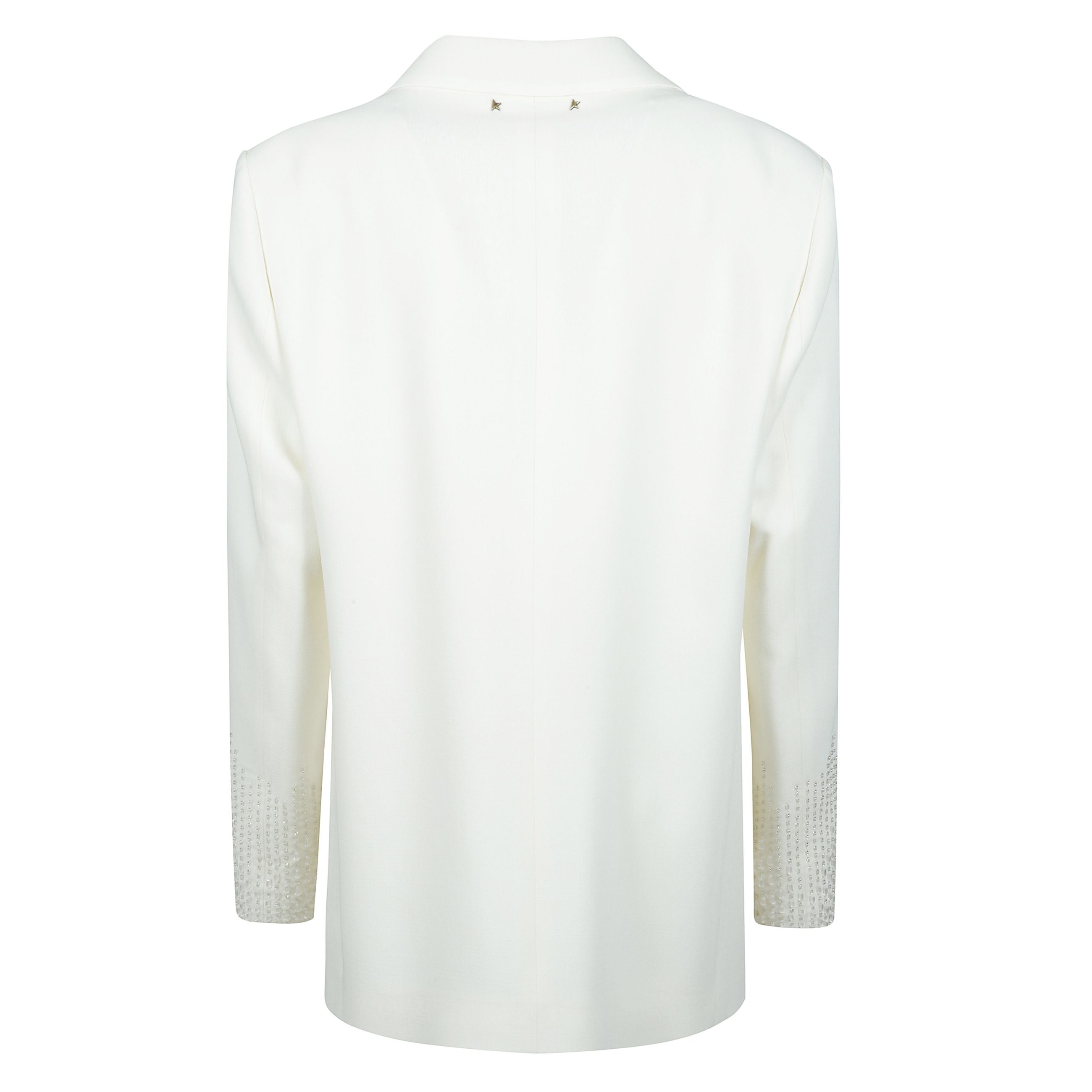 Ispirata all'energia degli anni novanta, la nostra nuova collezione celebra l'energia pulsante della musica e la forza illimitata dei sogni. questa giacca monopetto misto lana di colore bianco Ã¨ caratterizzata dal risvolto effetto seta bianco e dal fit o