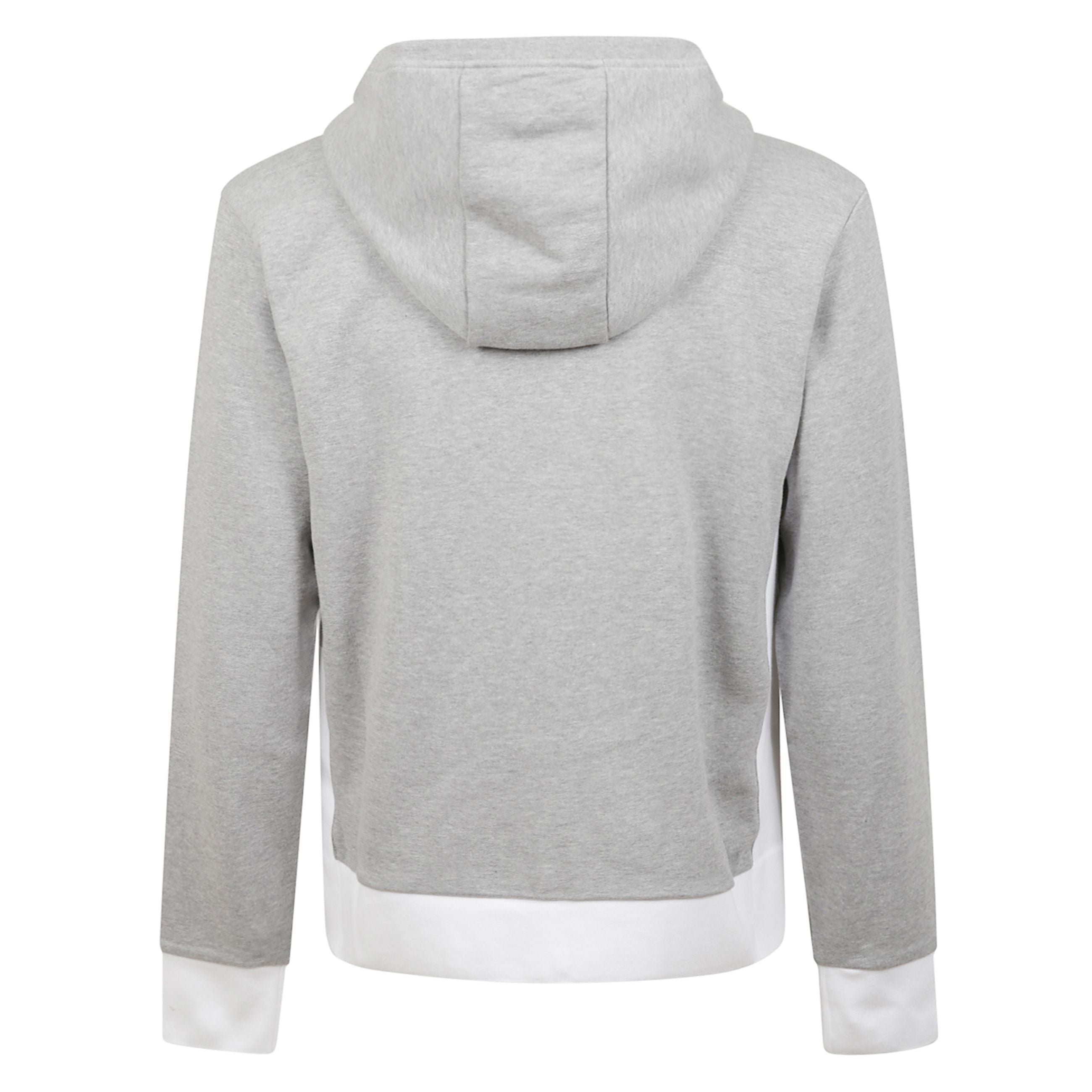 Felpa in cotone con cappuccio regolabile con lacci frontali. chiusura con cerniera a doppio cursore. tasche laterali a filetto. etichetta con firma thom browne vicino all'orlo frontale. bande a contrasto sui fianchi e orlo e polsini a coste coordinati.