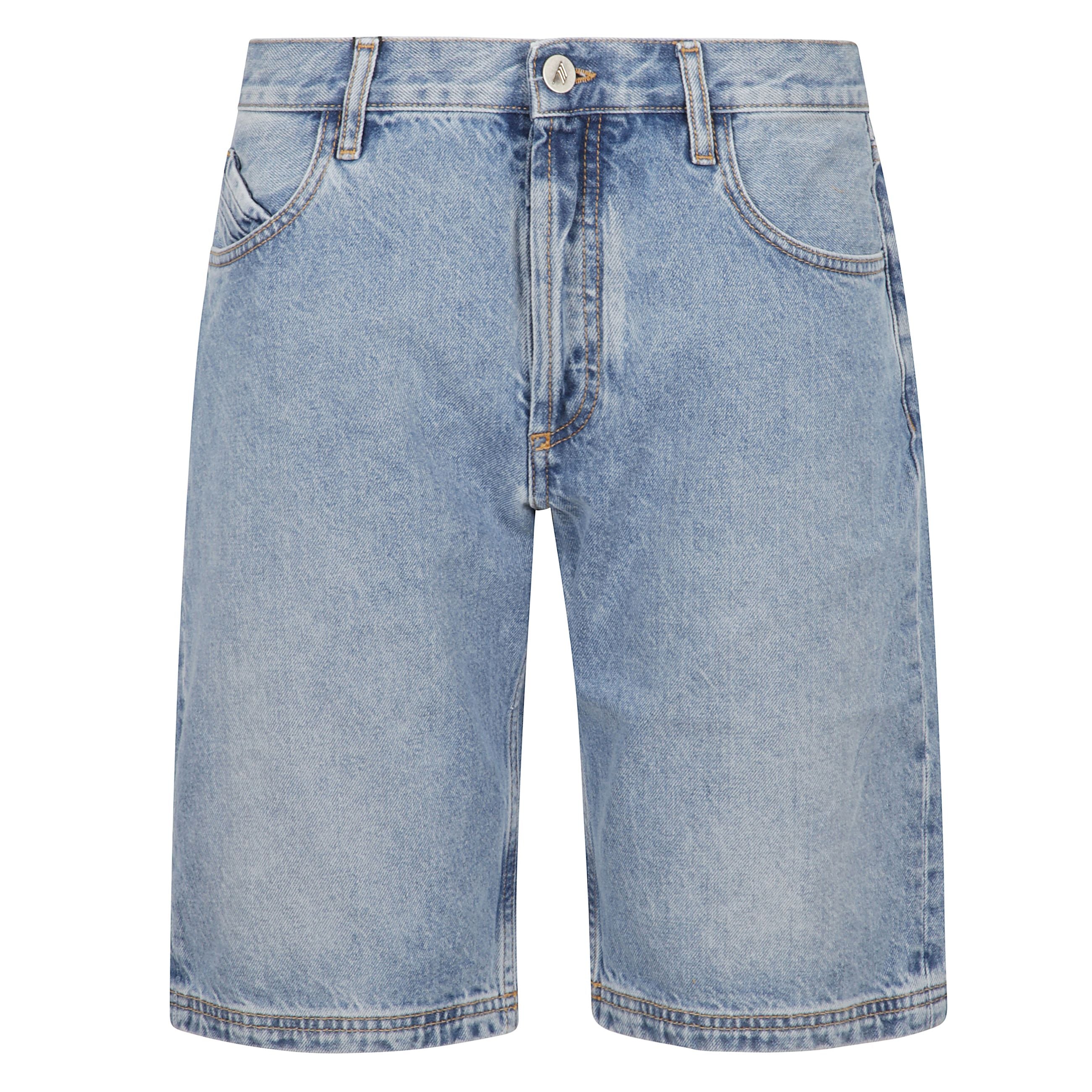 Pantaloncino in denim a 5 tasche con bottone e zip