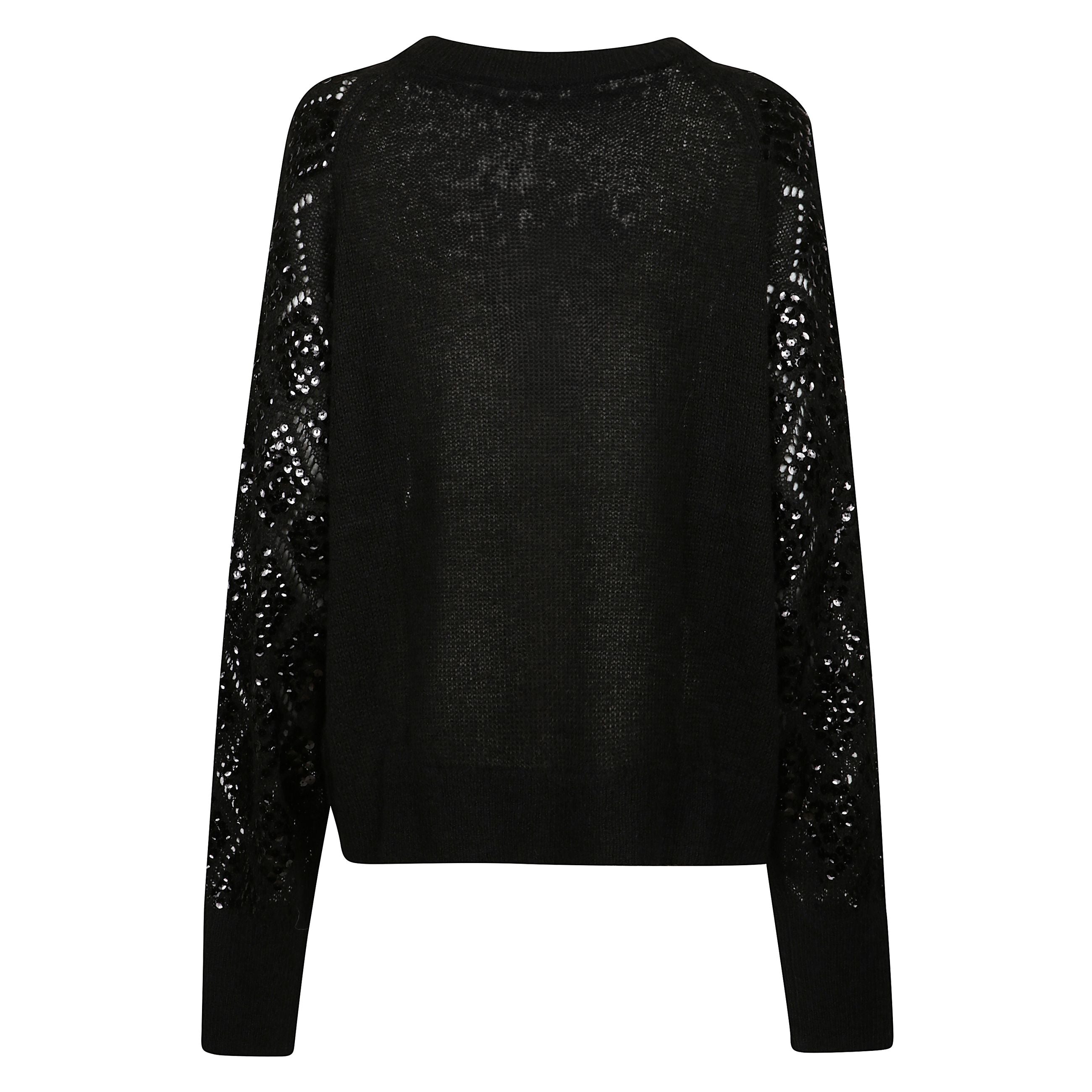 Maglione nero con paillettes a girocollo