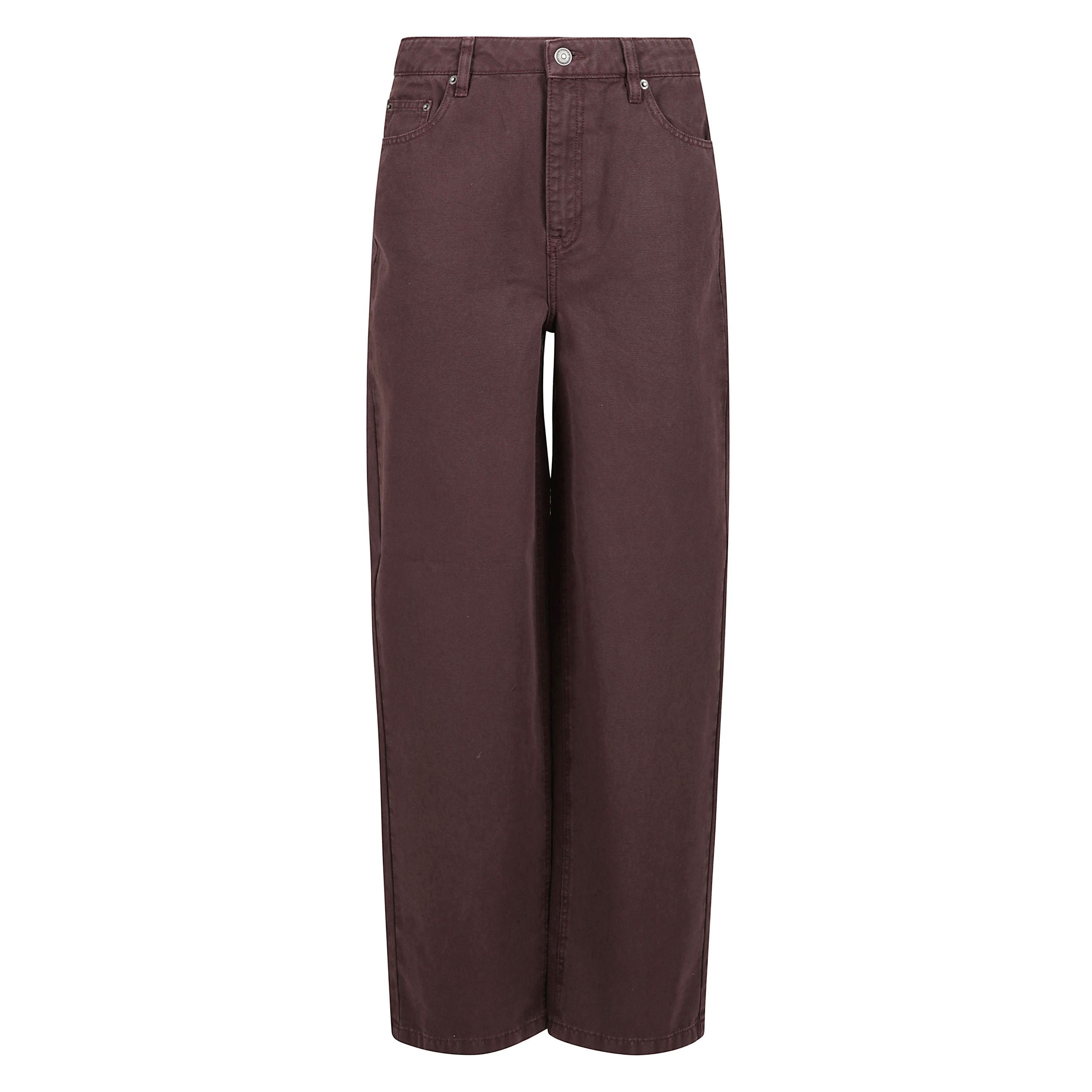 Pantaloni cioccolato wide in cotone con chiusura zip nascosta a bottone
