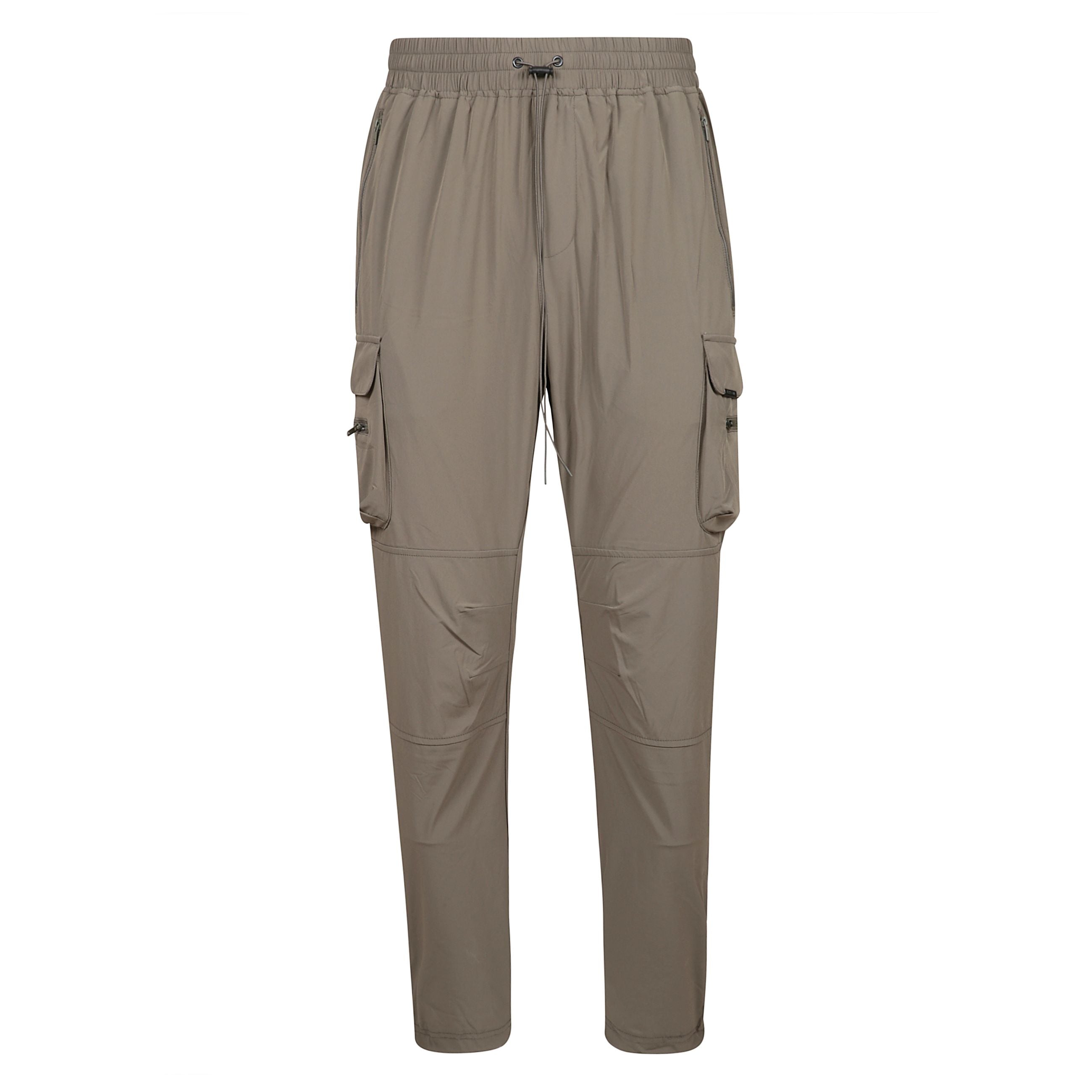 La collezione 247 coniuga l'estetica di represent con la funzionalitÃ  per ogni occasione. pantalone cargo in nylon nero opaco con tessuto tecnico elasticizzato a 4 vie. tasche laterali cargo e tasche frontali con zip. vita elastica con coulisse e fondo r