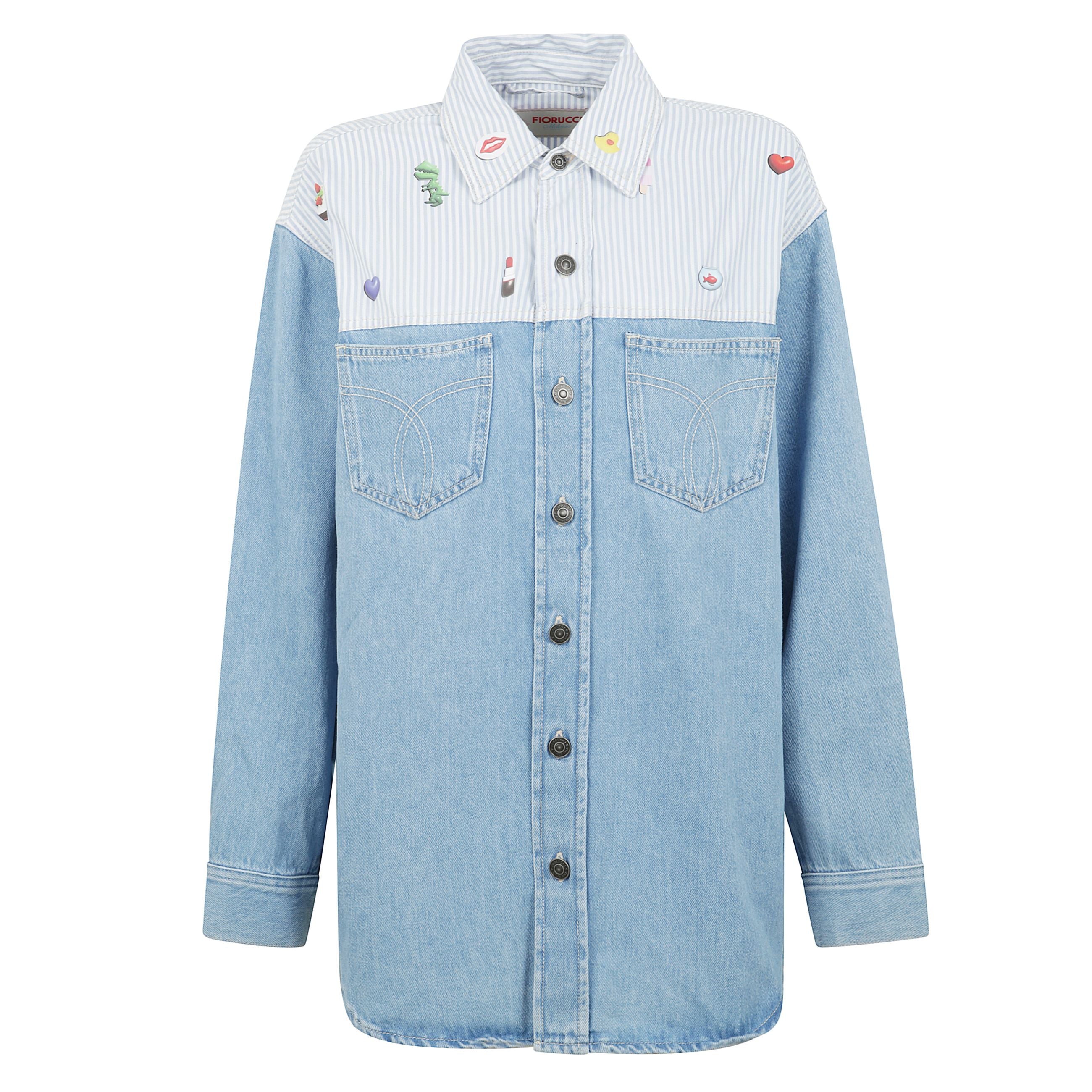Camicia fiorucci in denim composta, con stampa.