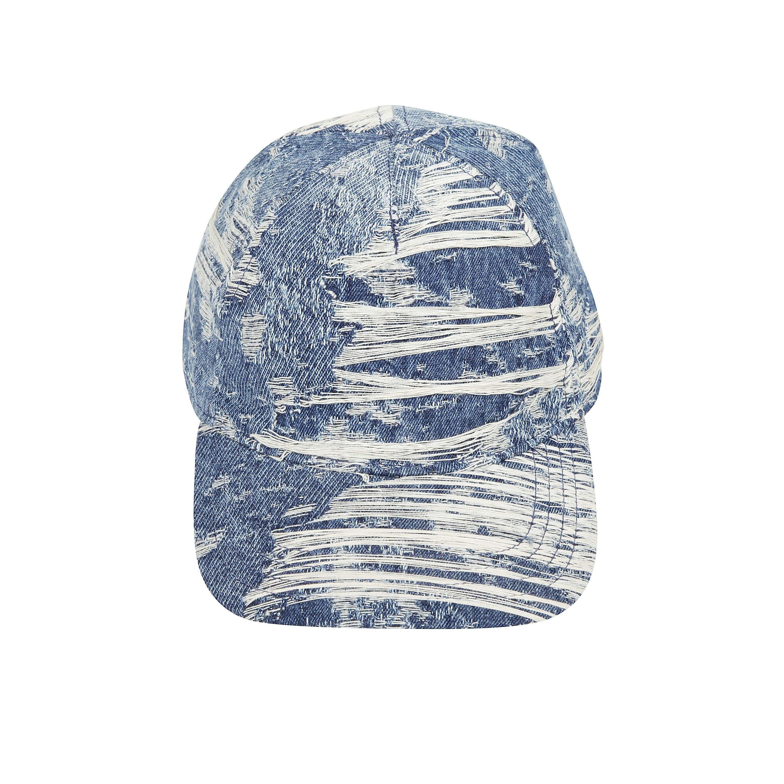 Cappello c-assidy diesel in denim distressed con visiera rigida  e cinturino regolabile