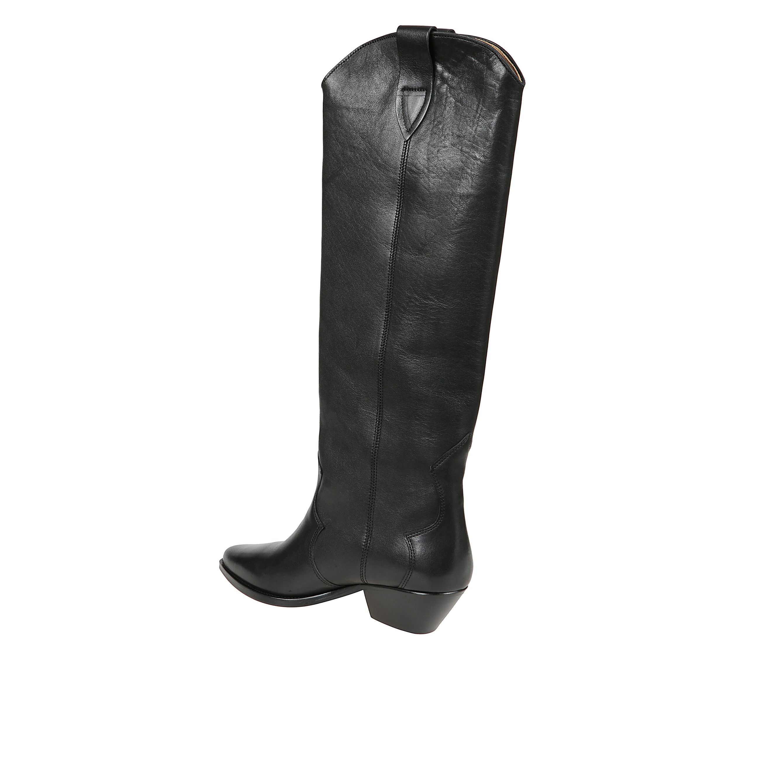 Stivali denvee texani in pelle di vitello ,tomaia in pelle liscia con pannelli arrotondati, modello a punta, tacco cubano laminato
sottopiede e suola in pelle e fodera in pelle