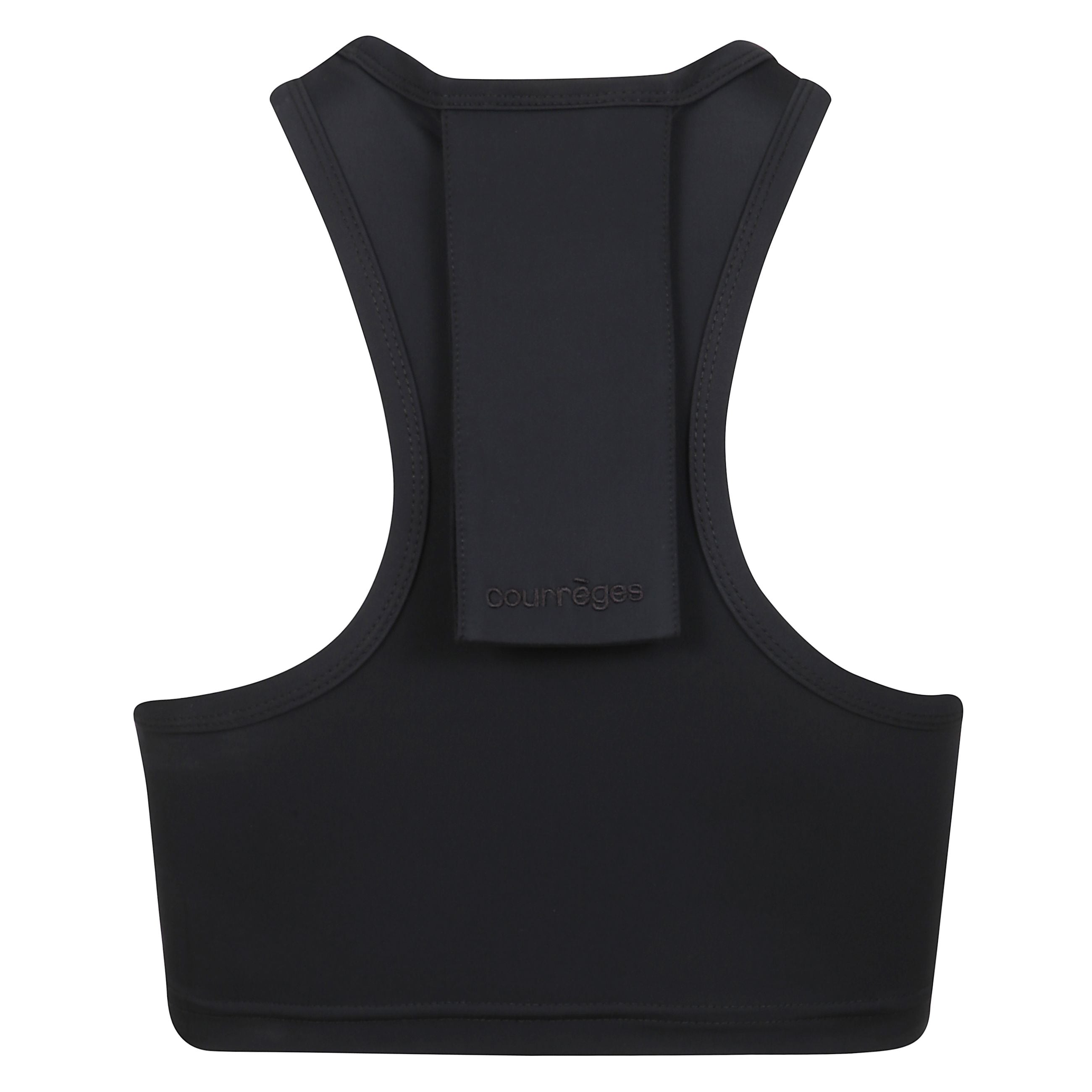 Top crop con scollo olimpionico e passante posteriore