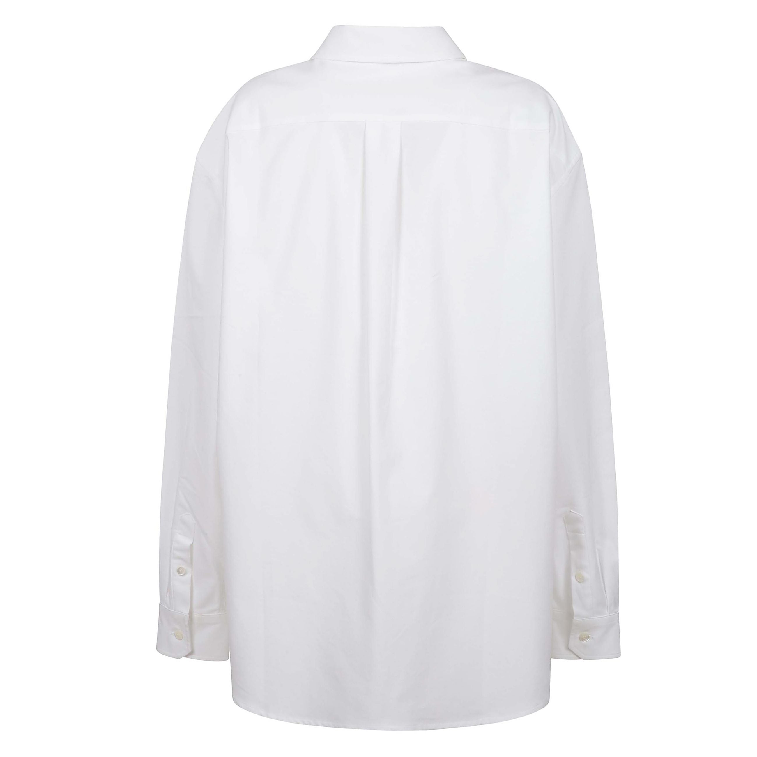 Camicia bianca in cotone manica lunga con chiusura frontale e logo ricamato