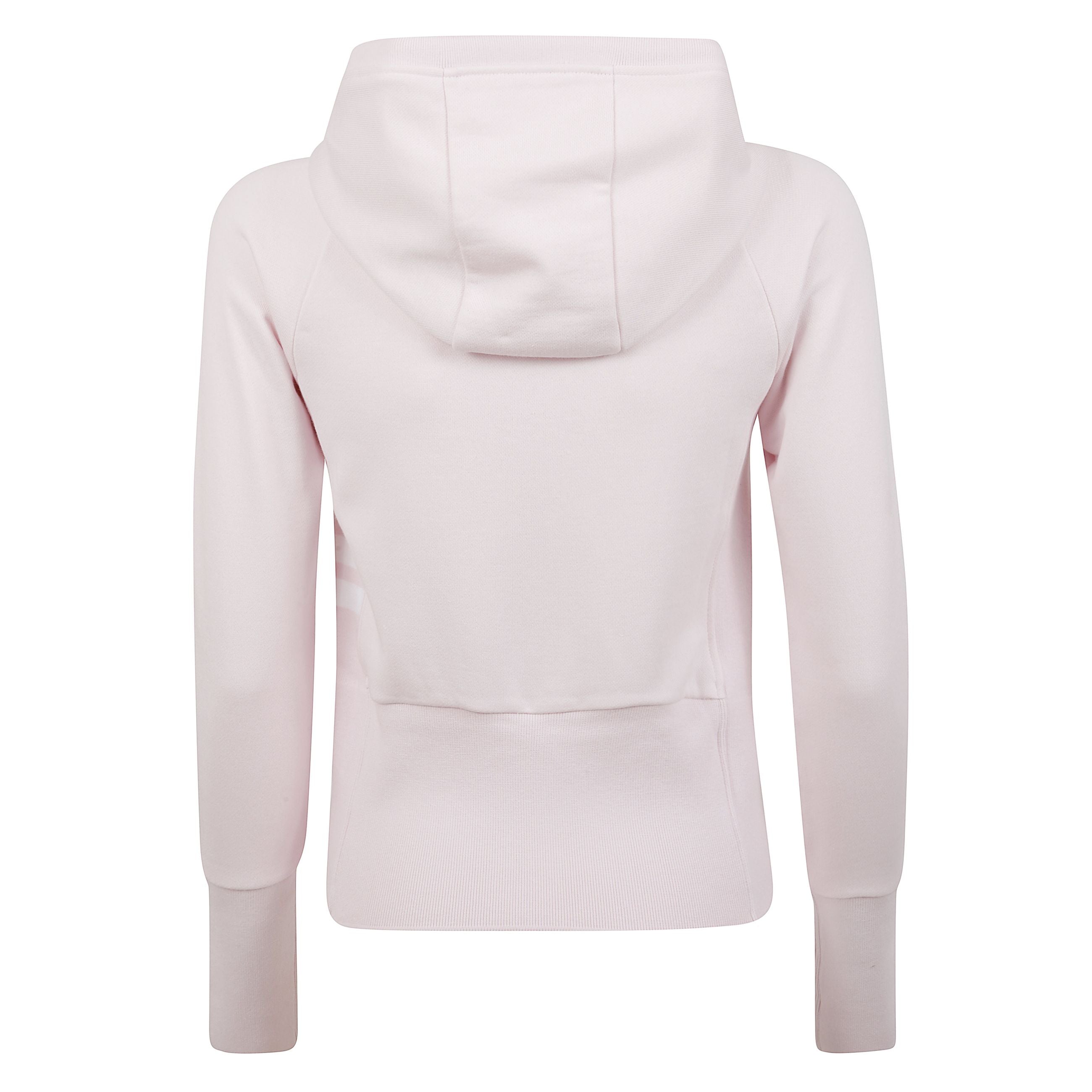 Felpa con cappuccio regolabile tramite coulisse e chiusura a zip argentata a doppio cursore. dettaglio iconico a 4 strisce sul braccio sinistro. tasca frontale a marsupio con etichetta che riporta la firma tom browne.