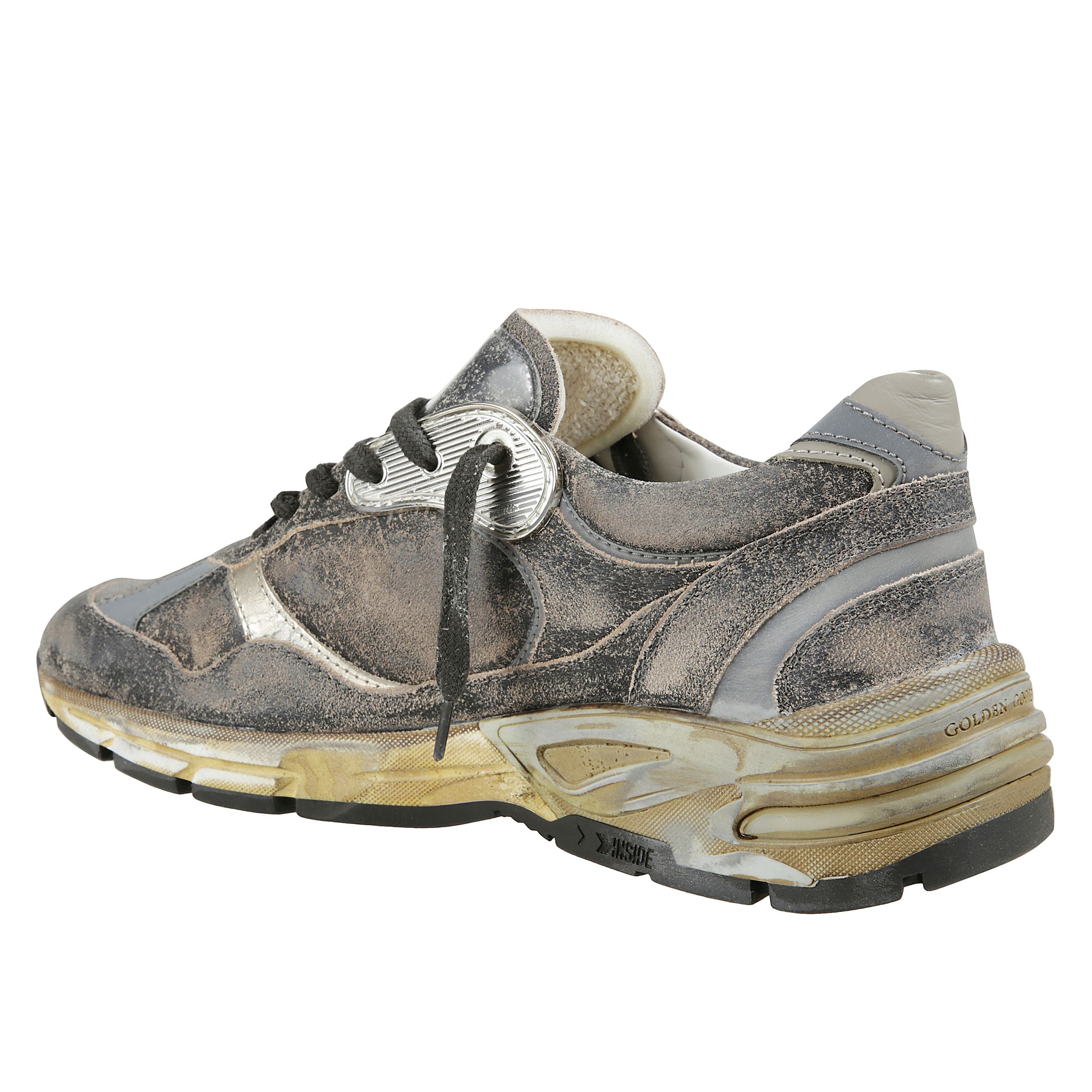 Sneakers dad-star in suede e nylon con stella e talloncino in pelle kaki