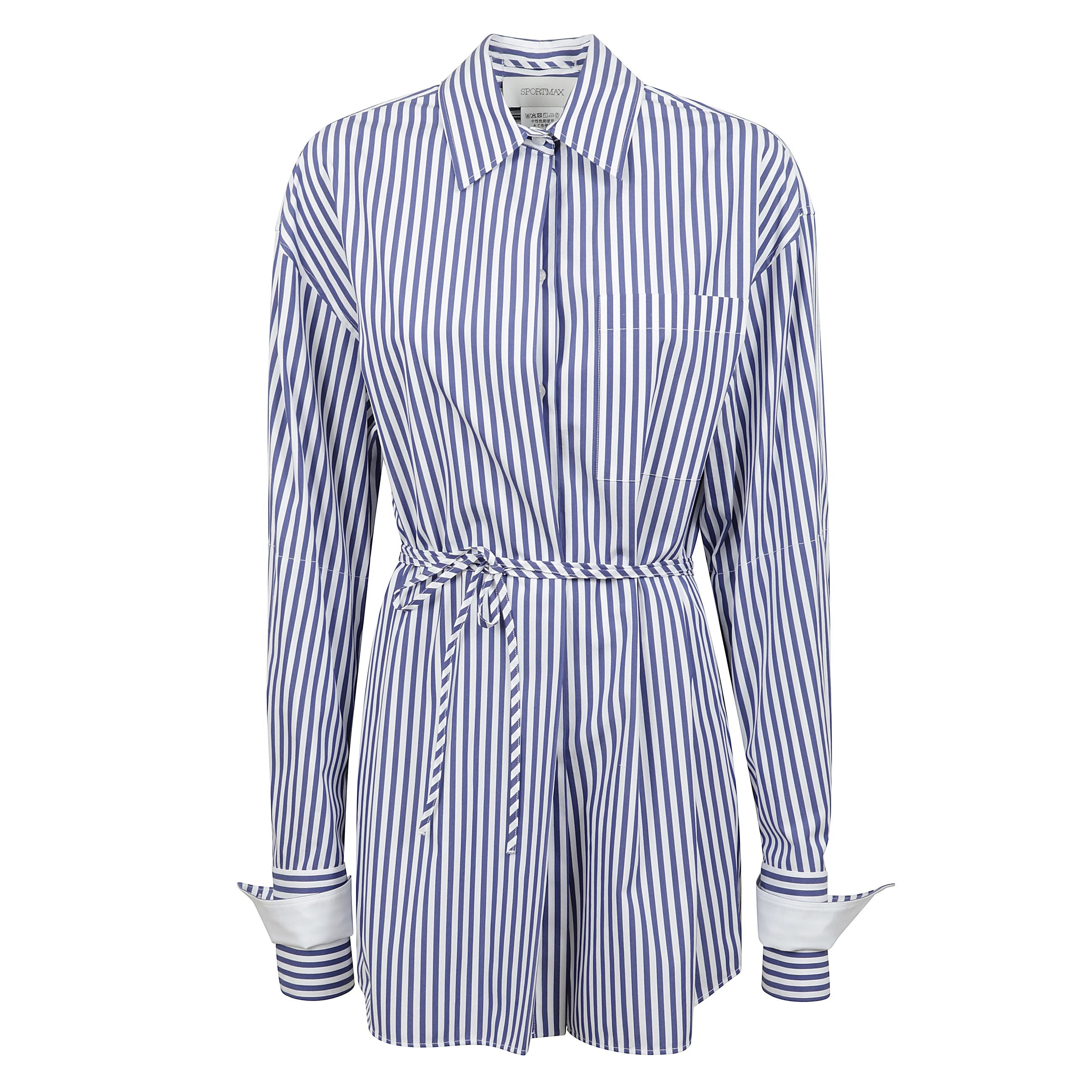 Abito chemisier manica lunga con cinturino in vita puro cotone.