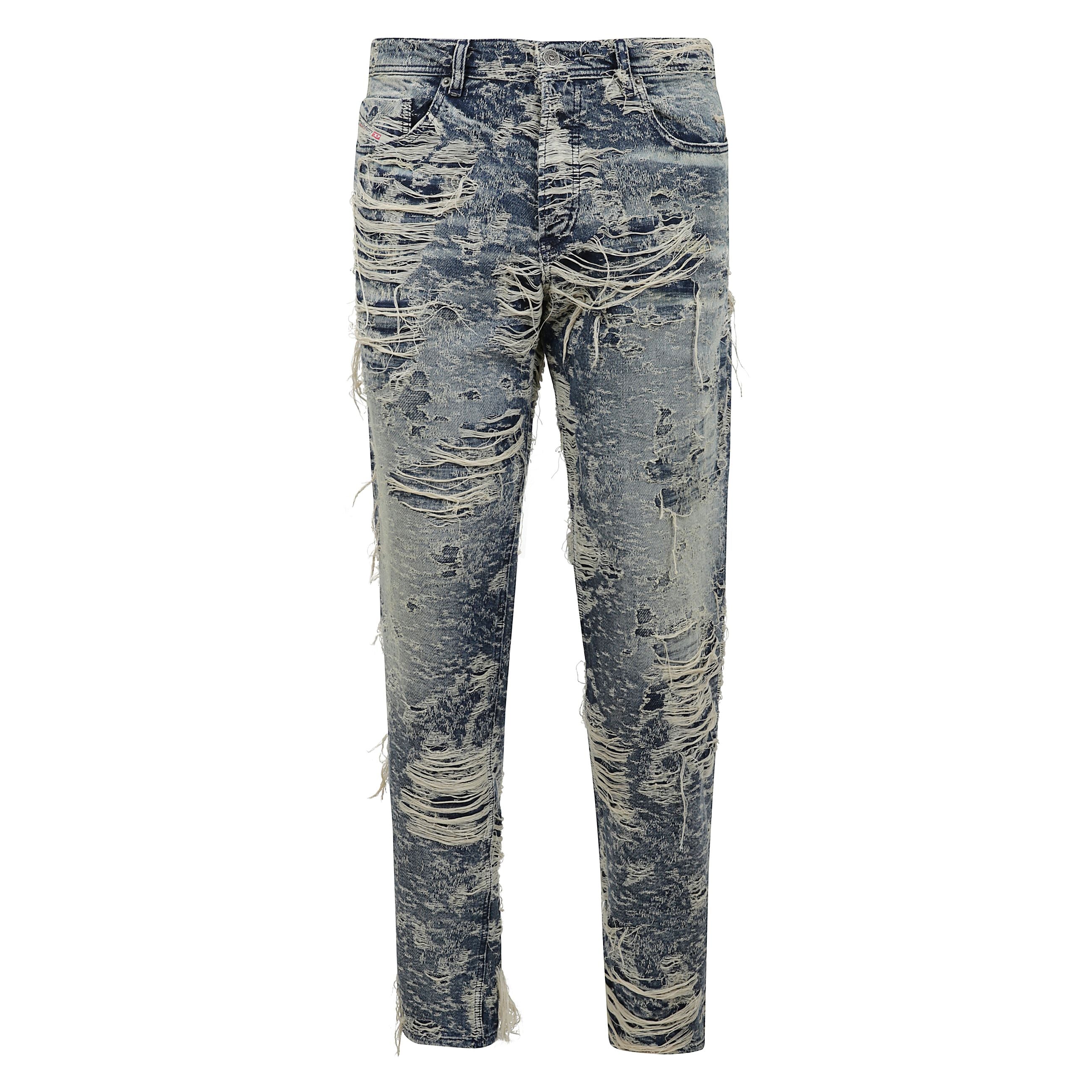 Jeans diesel in denim distressed a vita media con passanti e cinque tasche