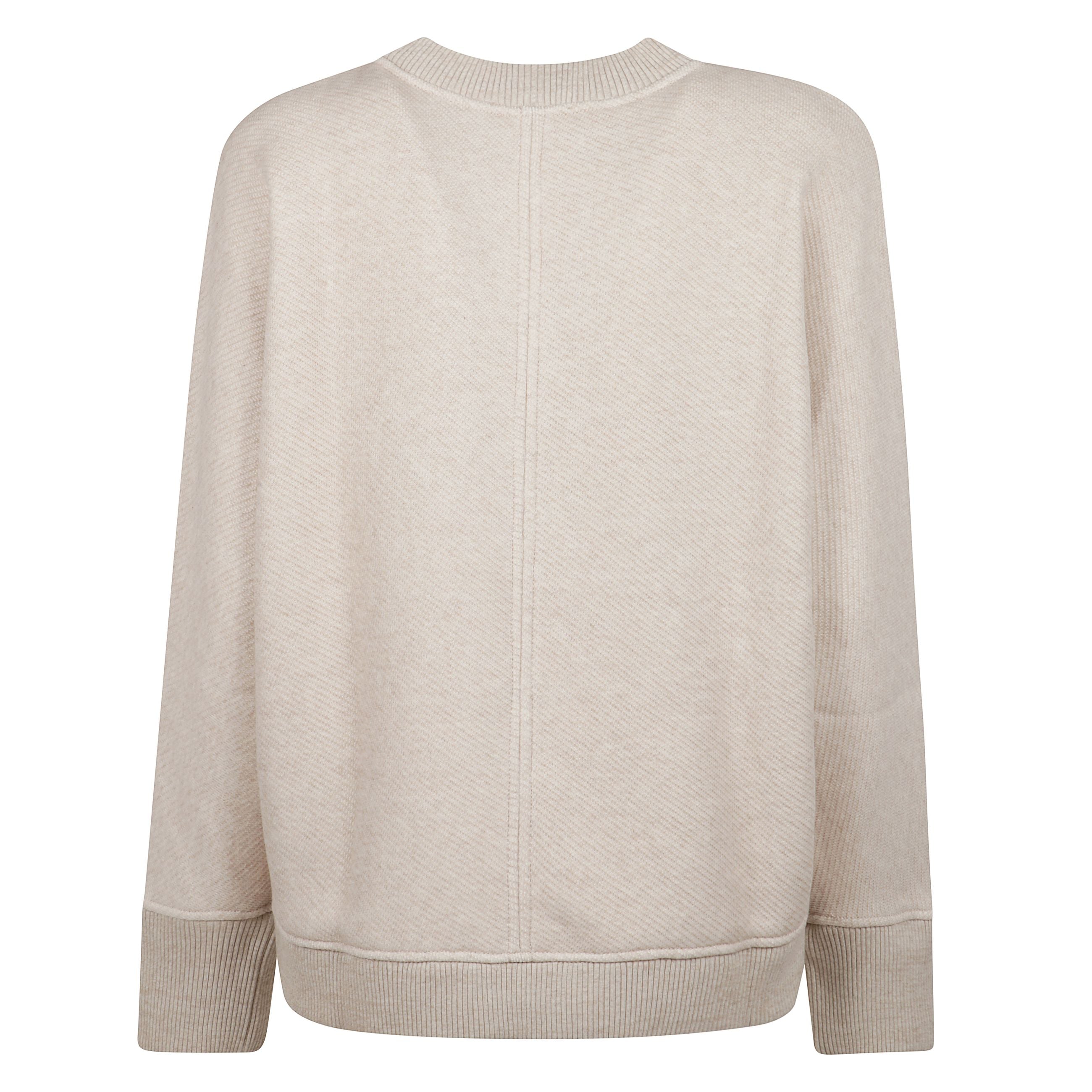 Felpa boxy in cotone morbido con maniche lunghe a kimono e bordi lavorati a costine