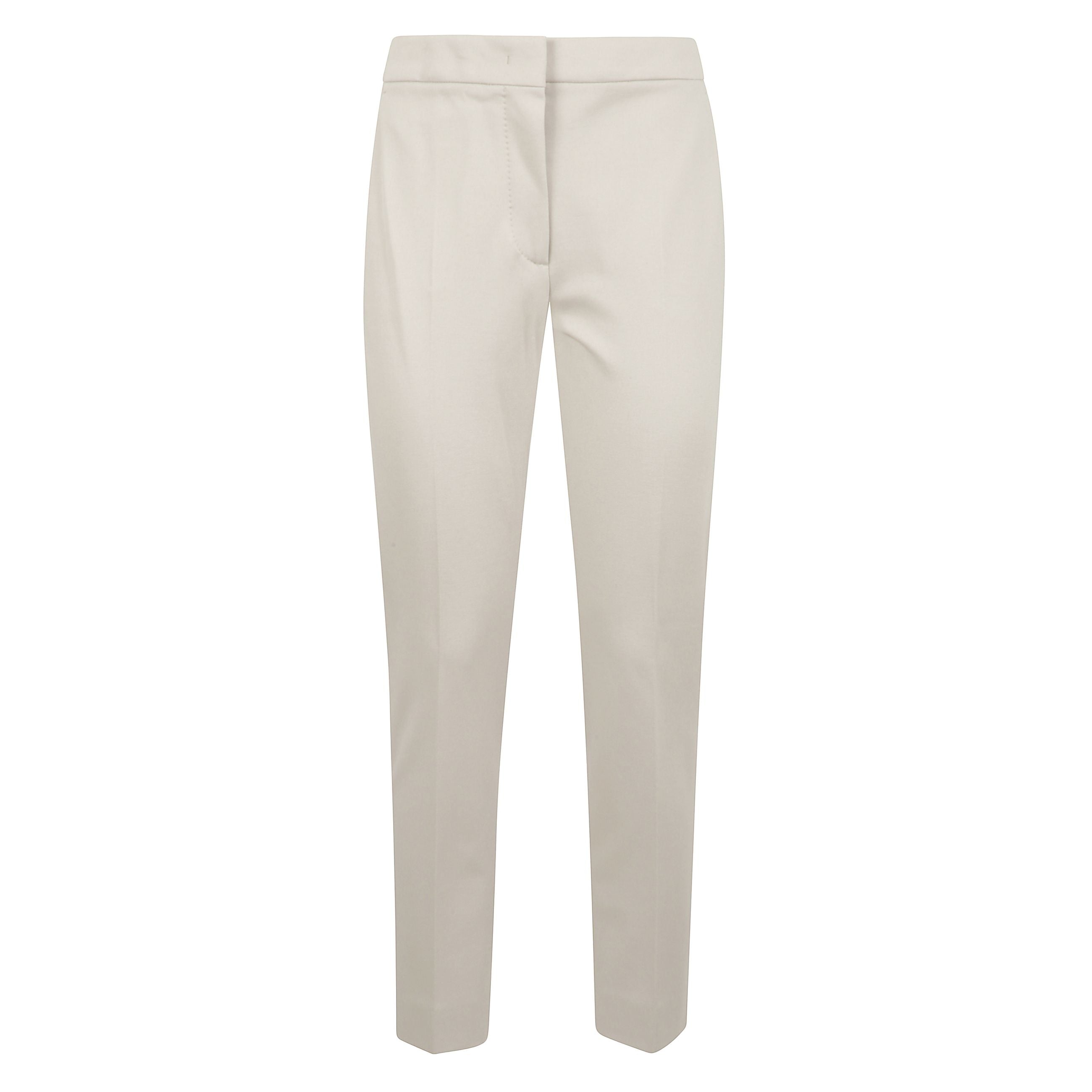 Pantaloni slim cropped pegno in jersey,  chiusura con cerniera bottone e barretta