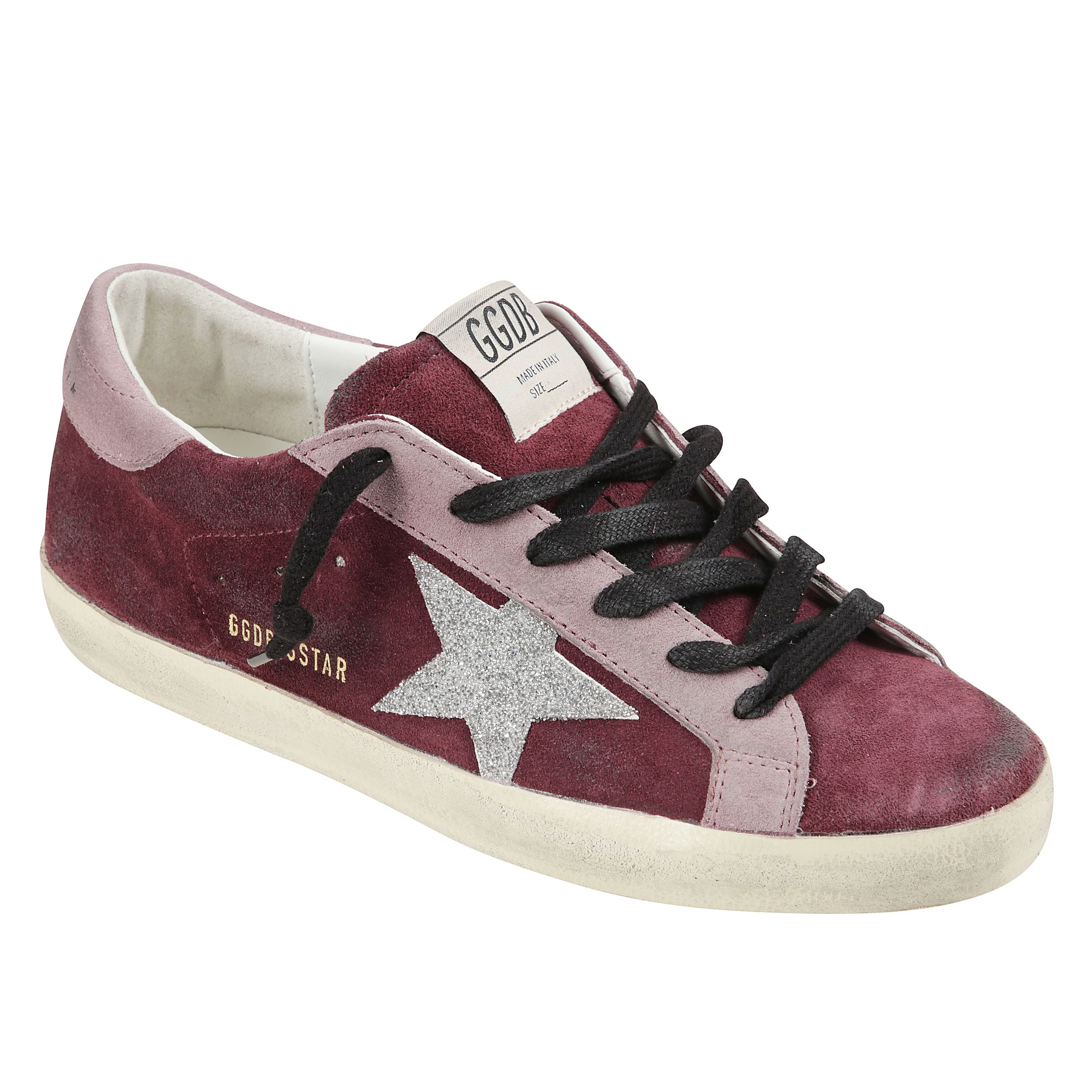 Sneakers super-star scamosciata con stella paillettes