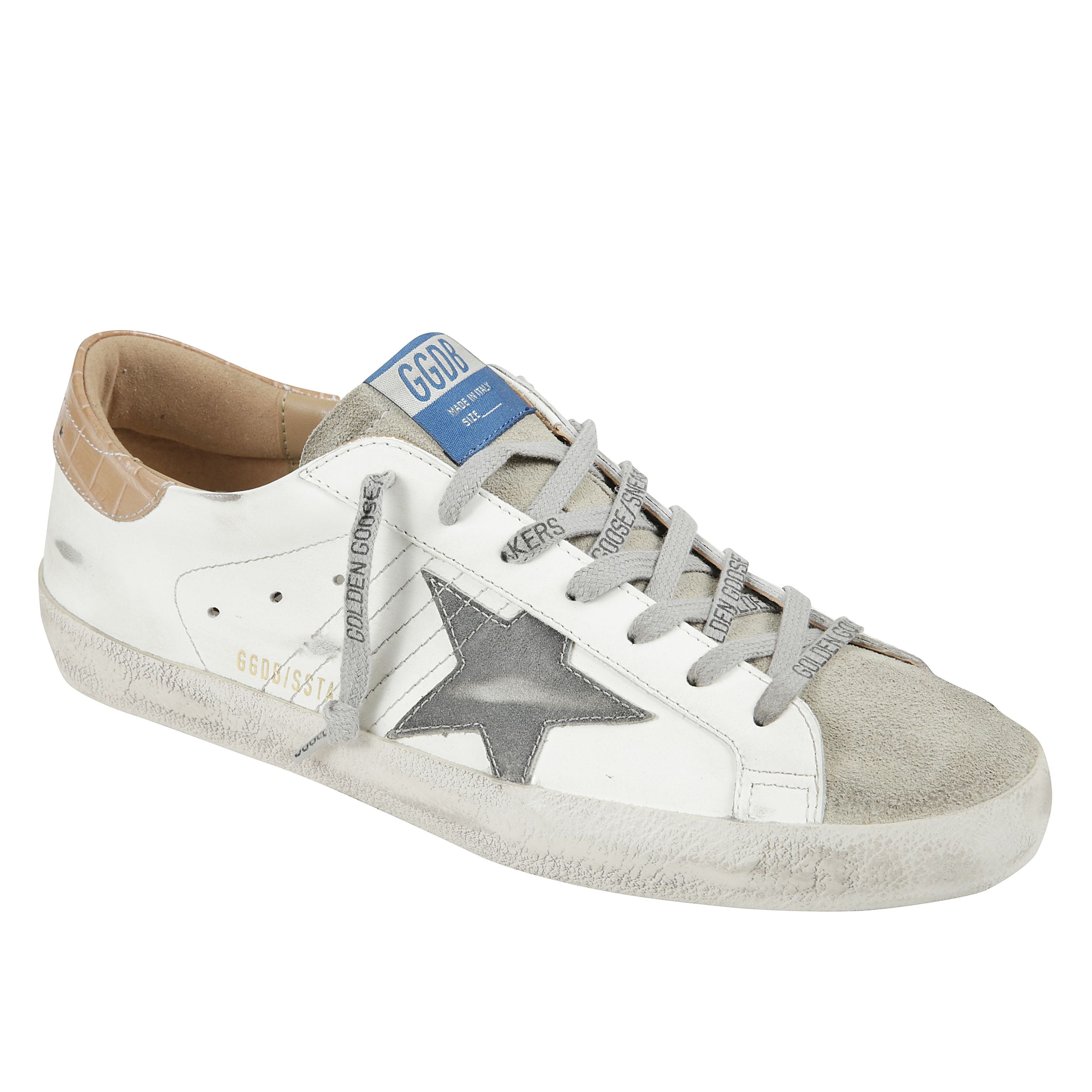 Sneakers super-star con stella nera vintage in pelle