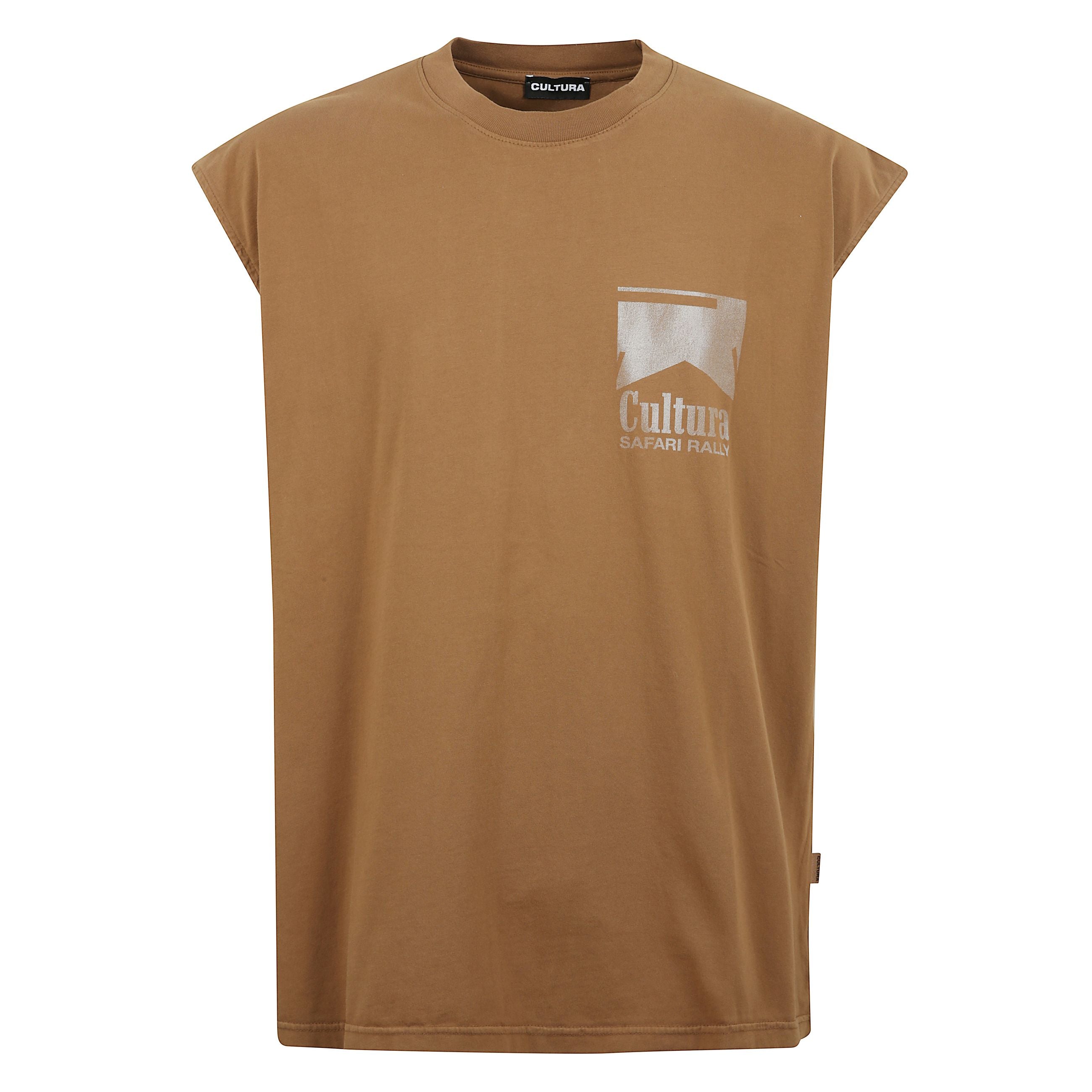 T-shirt desert tank a giromanica con stampa