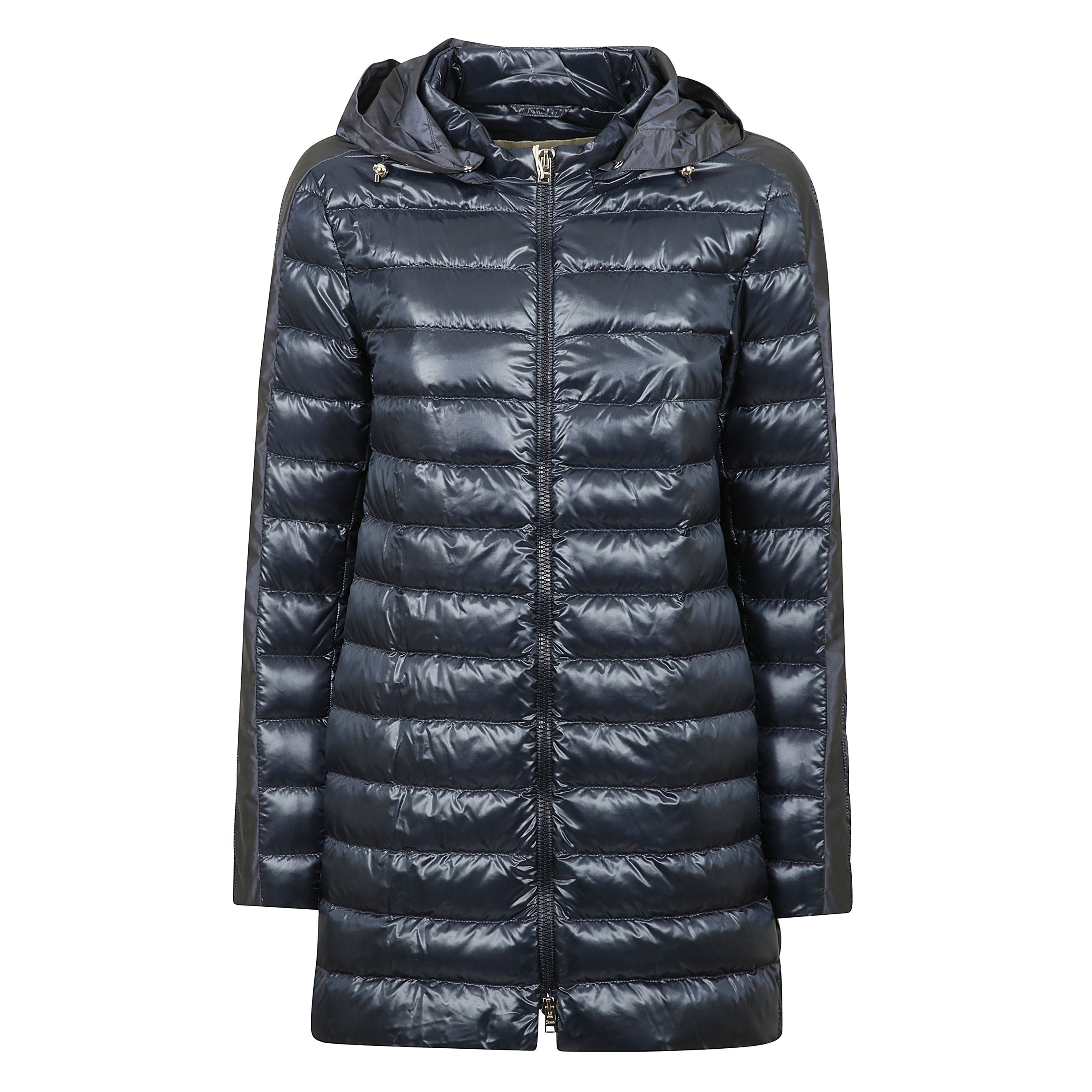 Giacca svasata con cappuccio, bande laterali  a contrasto