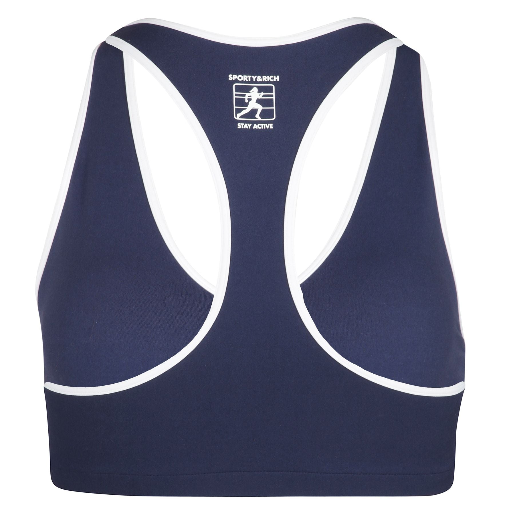 Reggiseno sportivo runner box, bordo a contrasto, stampa del logo sul retro