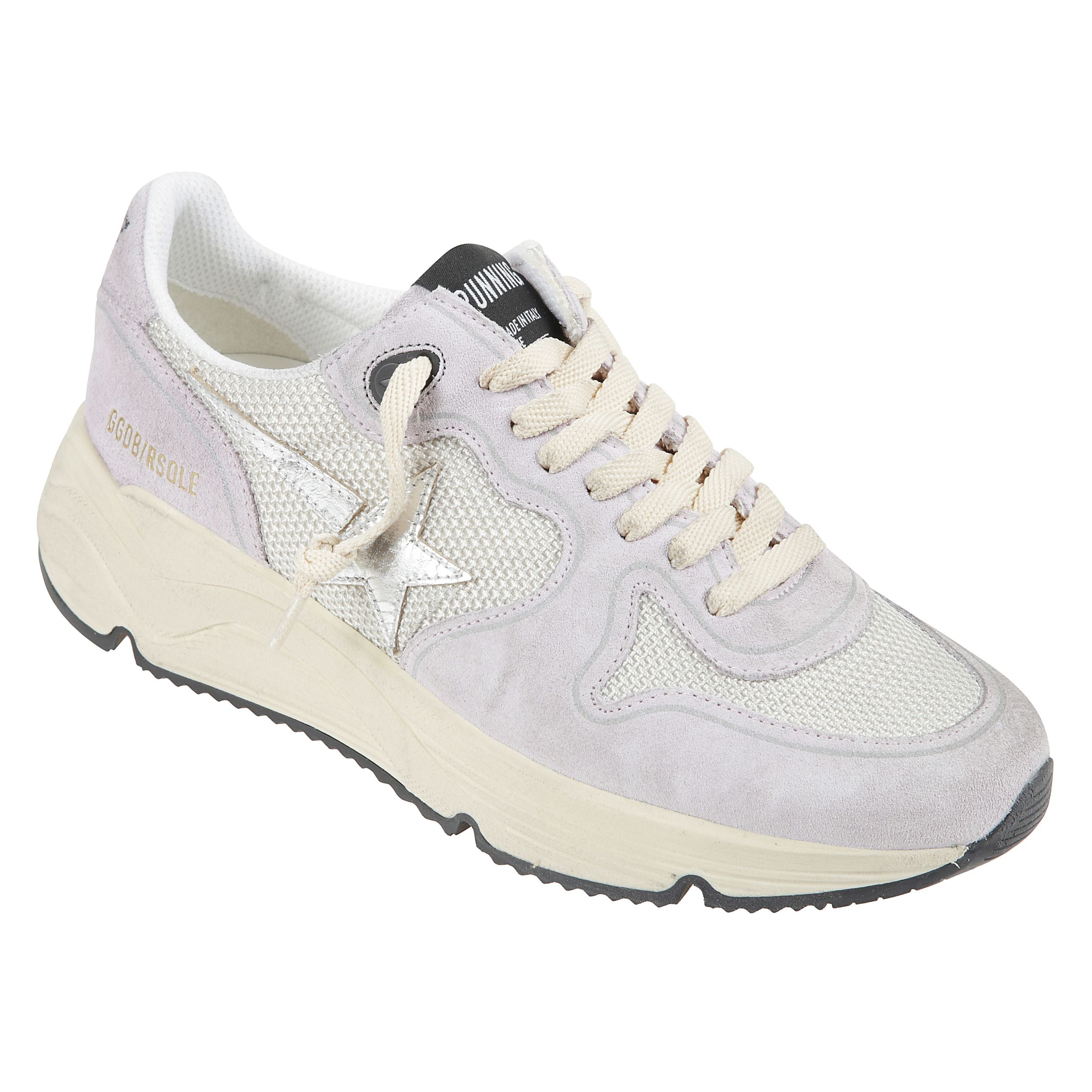 Sneakers running sole in pelle scamosciata, suola chunky
