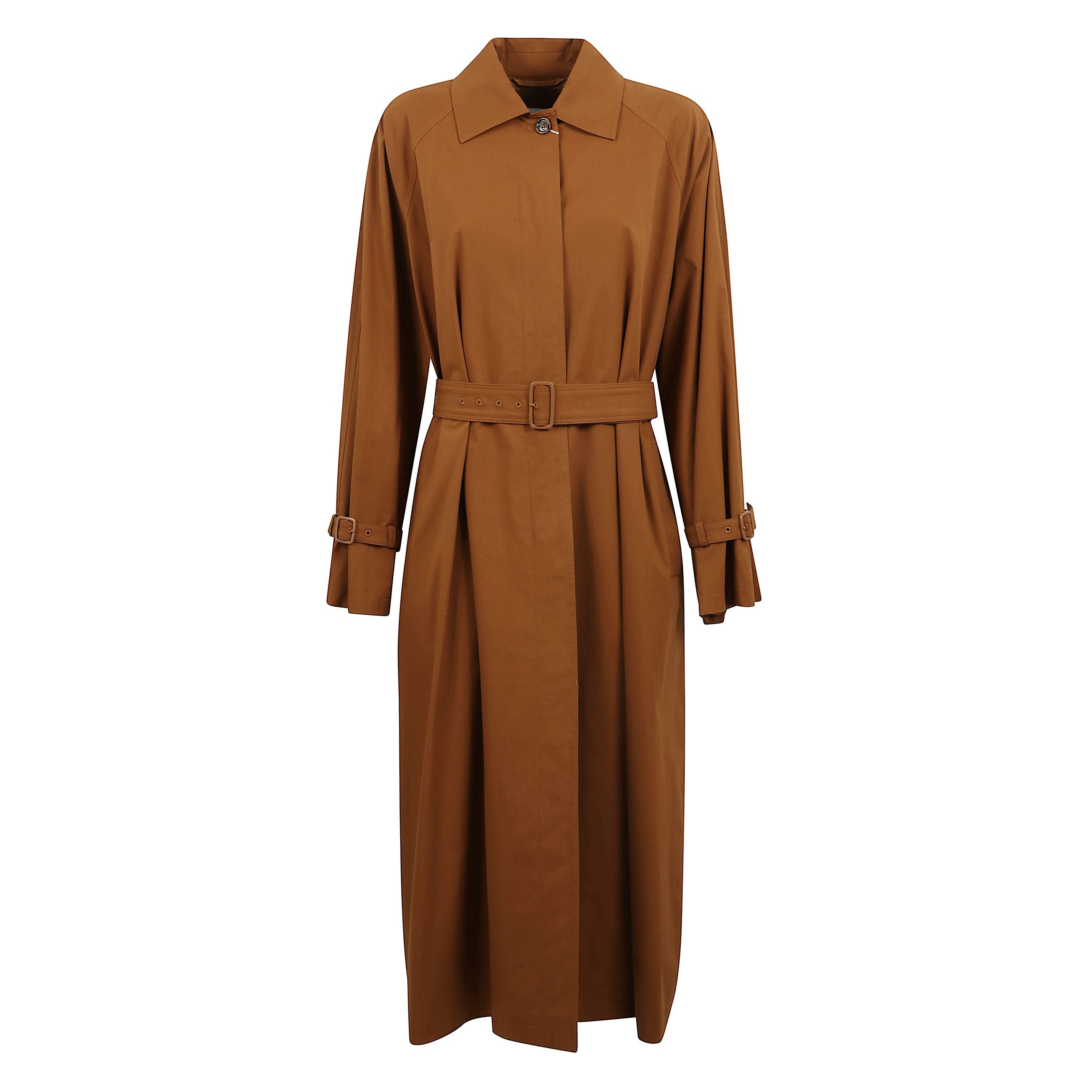 Impermeabile in cotone, abbottonatura frontale, con cinta e fibbie sui polsi