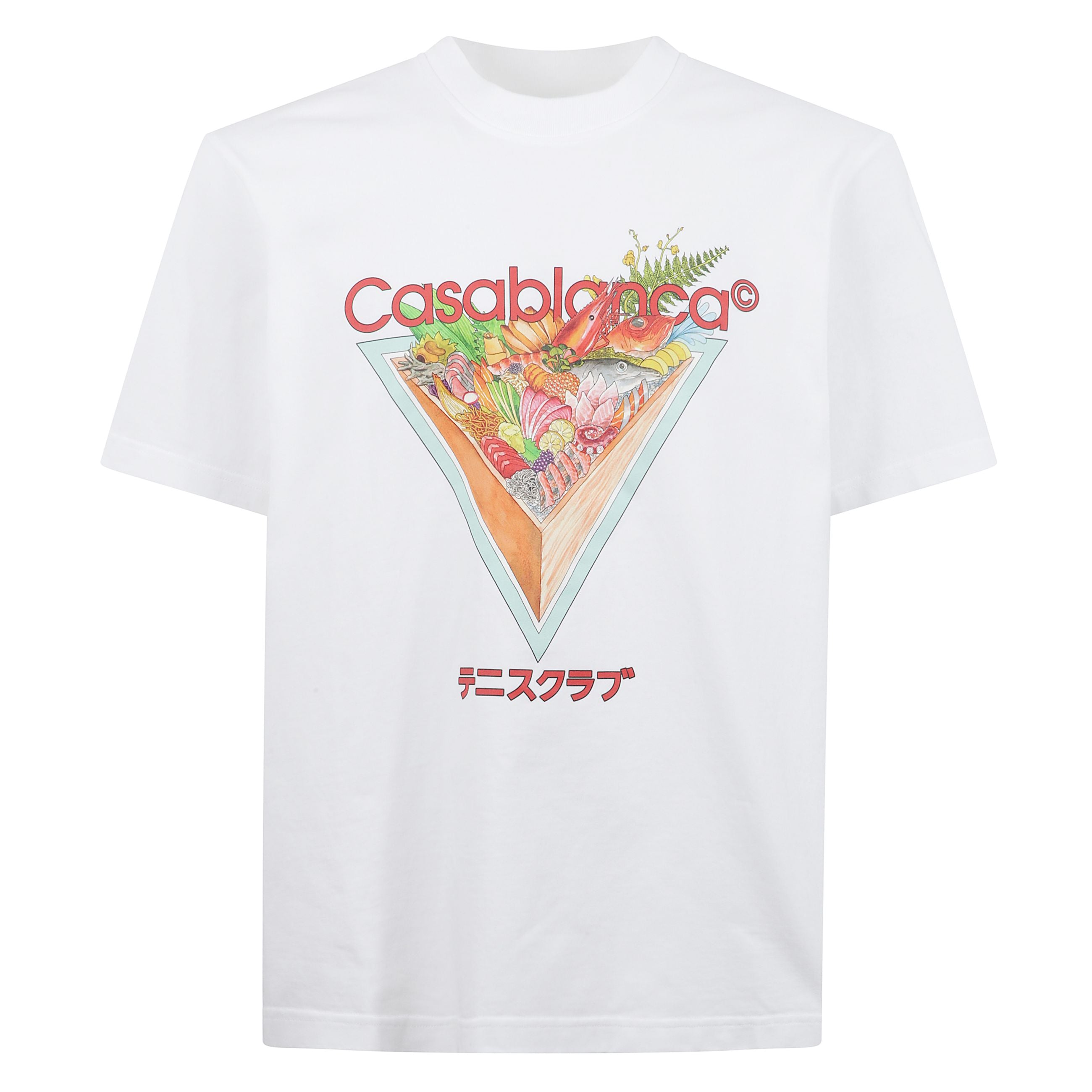 T-shirt casablanca in cotone, girocollo con stampa e logo.