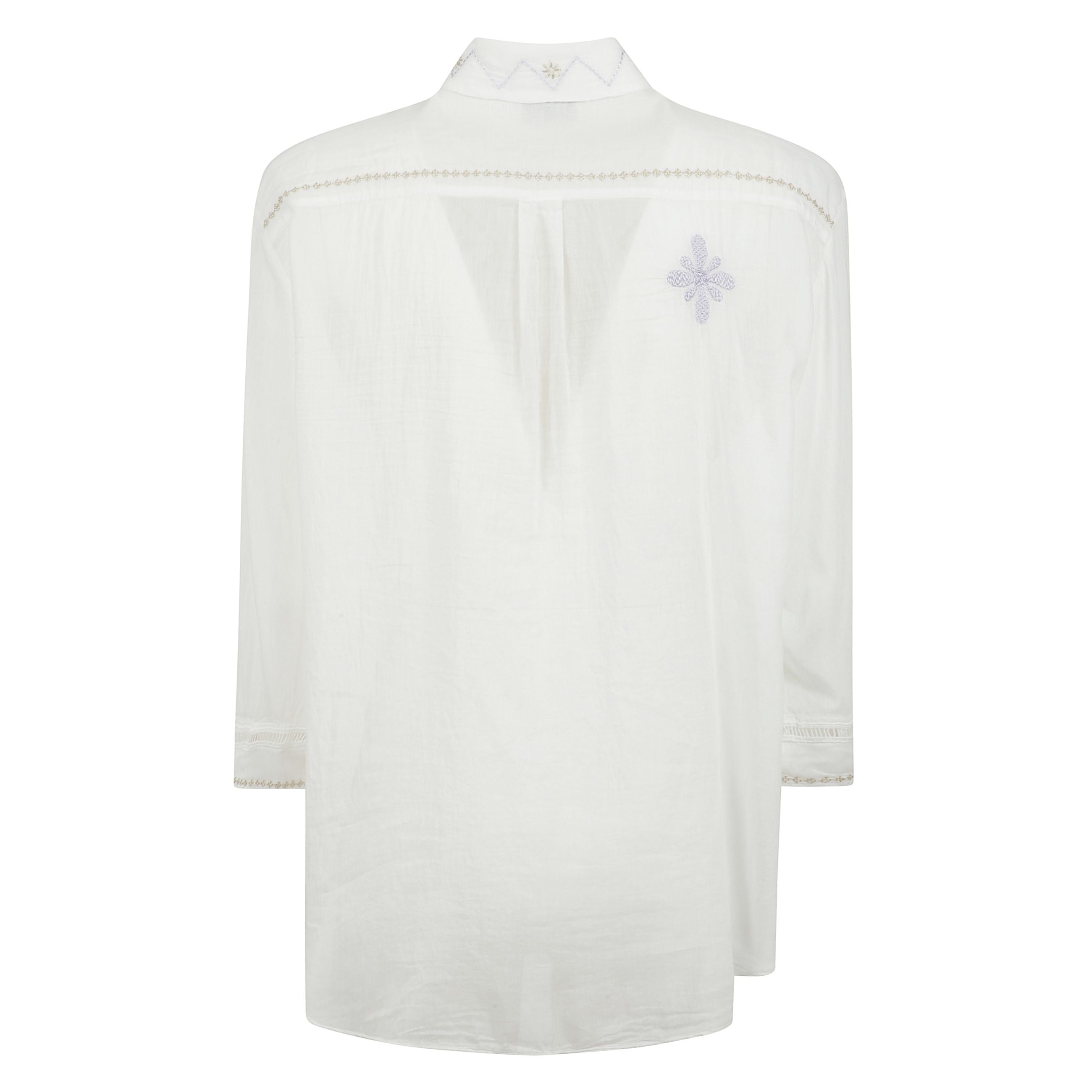 Camicia mezze maniche in voile con ricamo " oniric blossom "