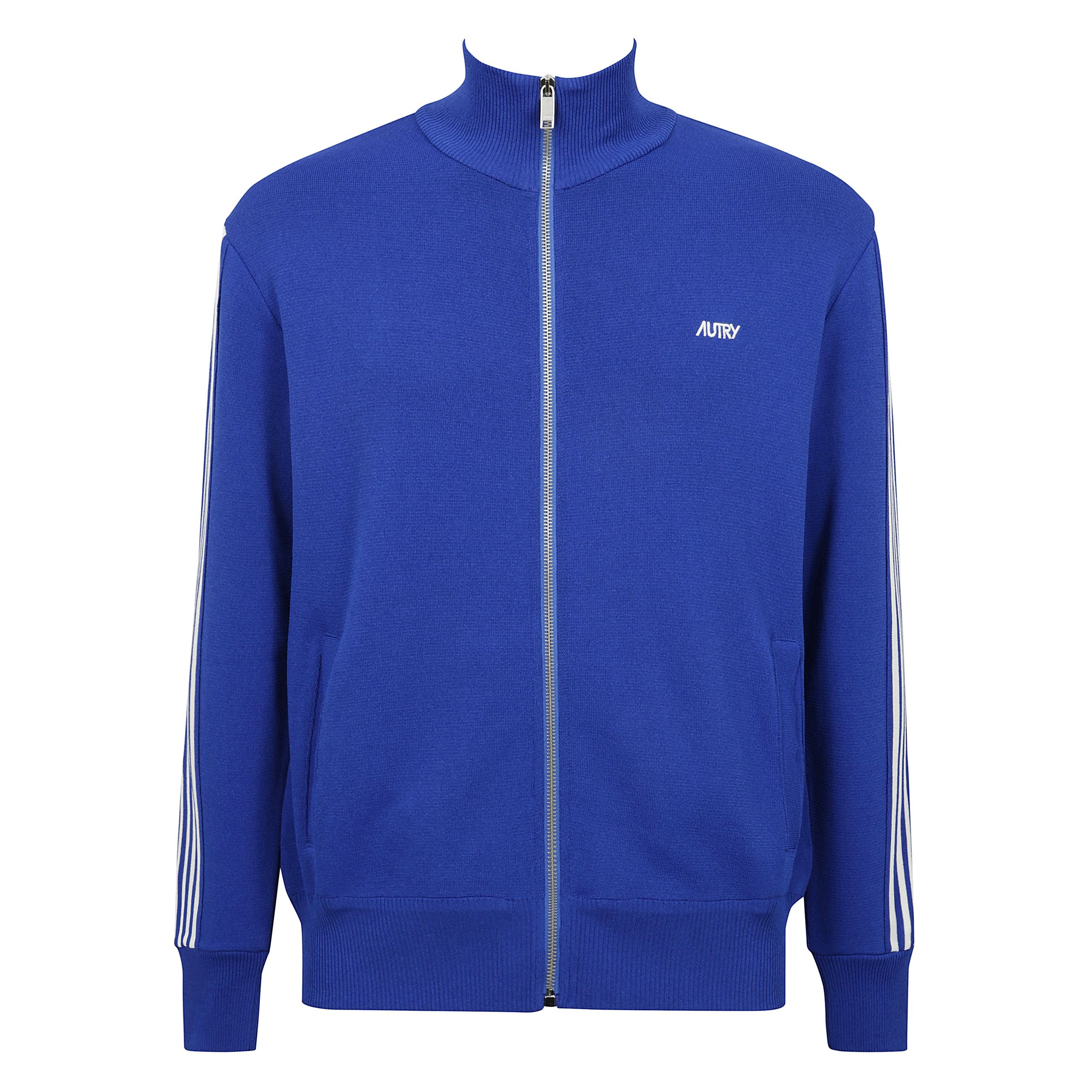 Felpa a collo alto con zip, logo ricamato sul petto, polsini e orlo a coste