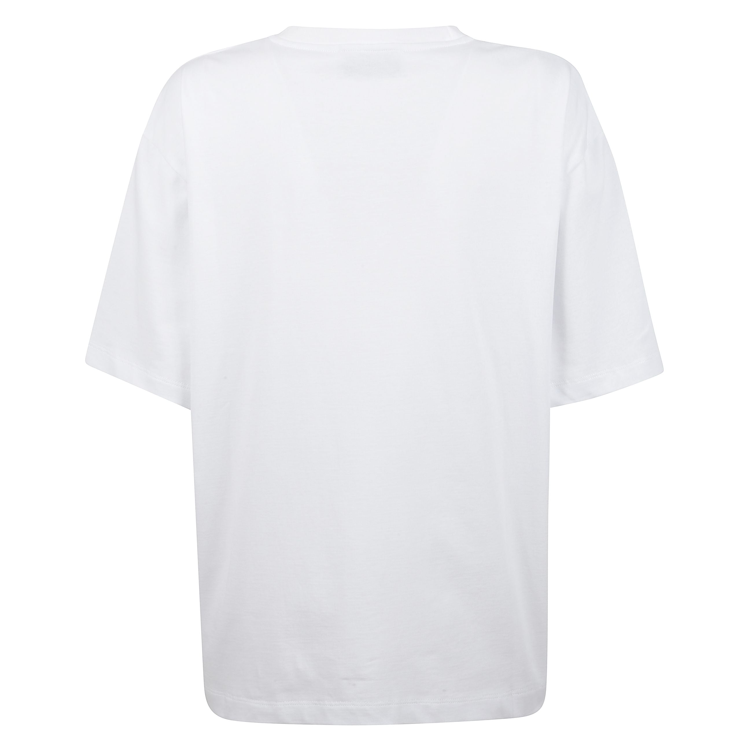 T-shirt bianca a maniche corte in cotone. vestibilitÃ  ampia e scollo rotondo con orlo dritto. stampa cherry mouth sul fronte che evidenzia la firma del brand fiorucci.