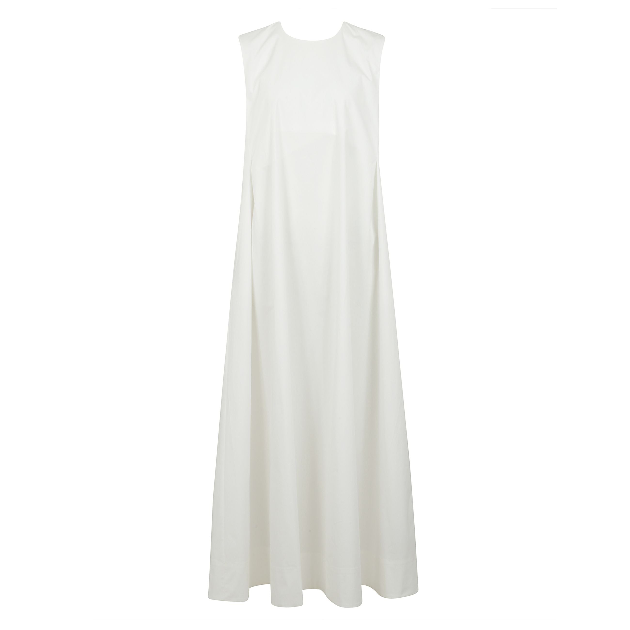 Abito bianco senza maniche con chiusura posteriore con zip nascosta e due tasche laterali