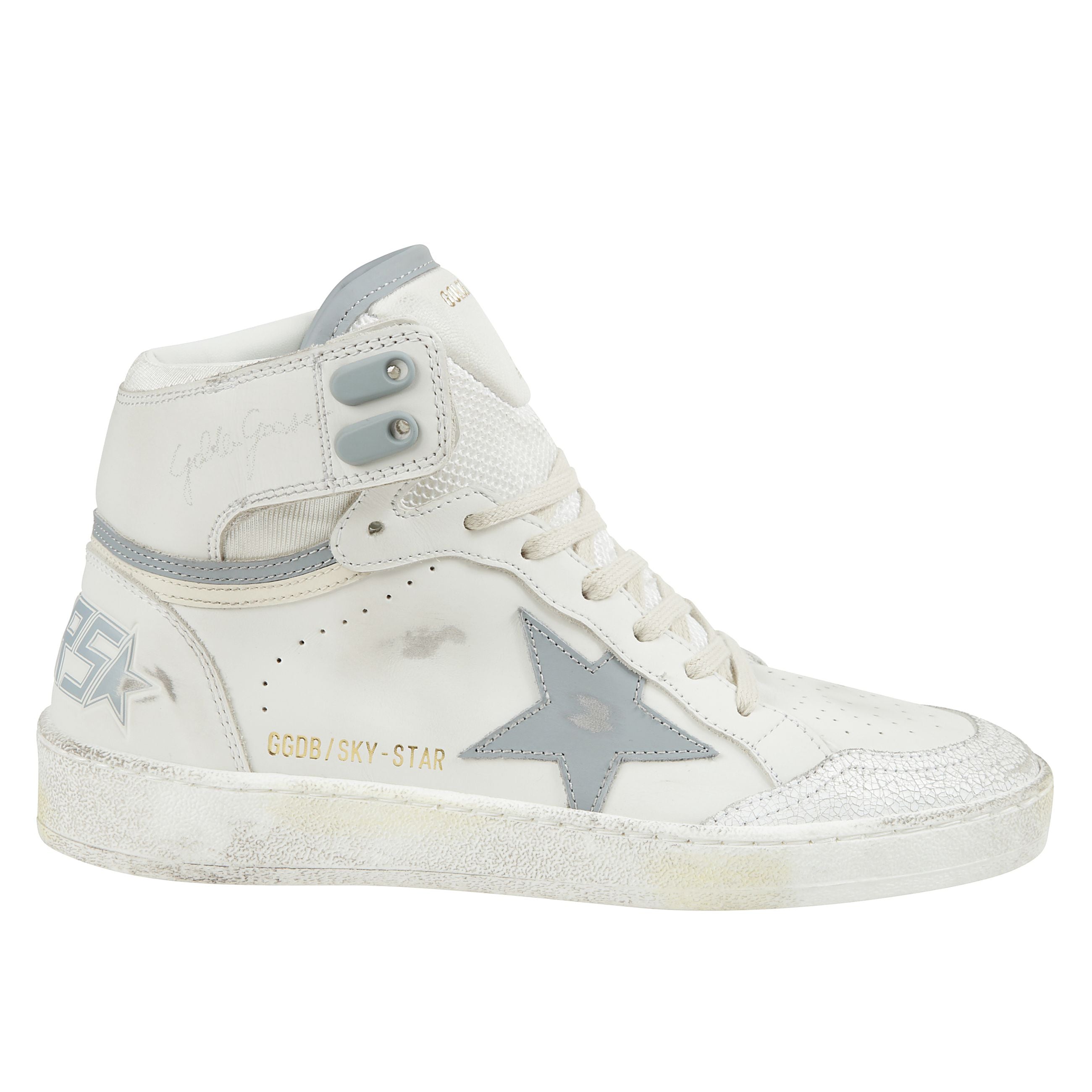 Sky-star in pelle con stella in pelle azzurra e talloncino bianco