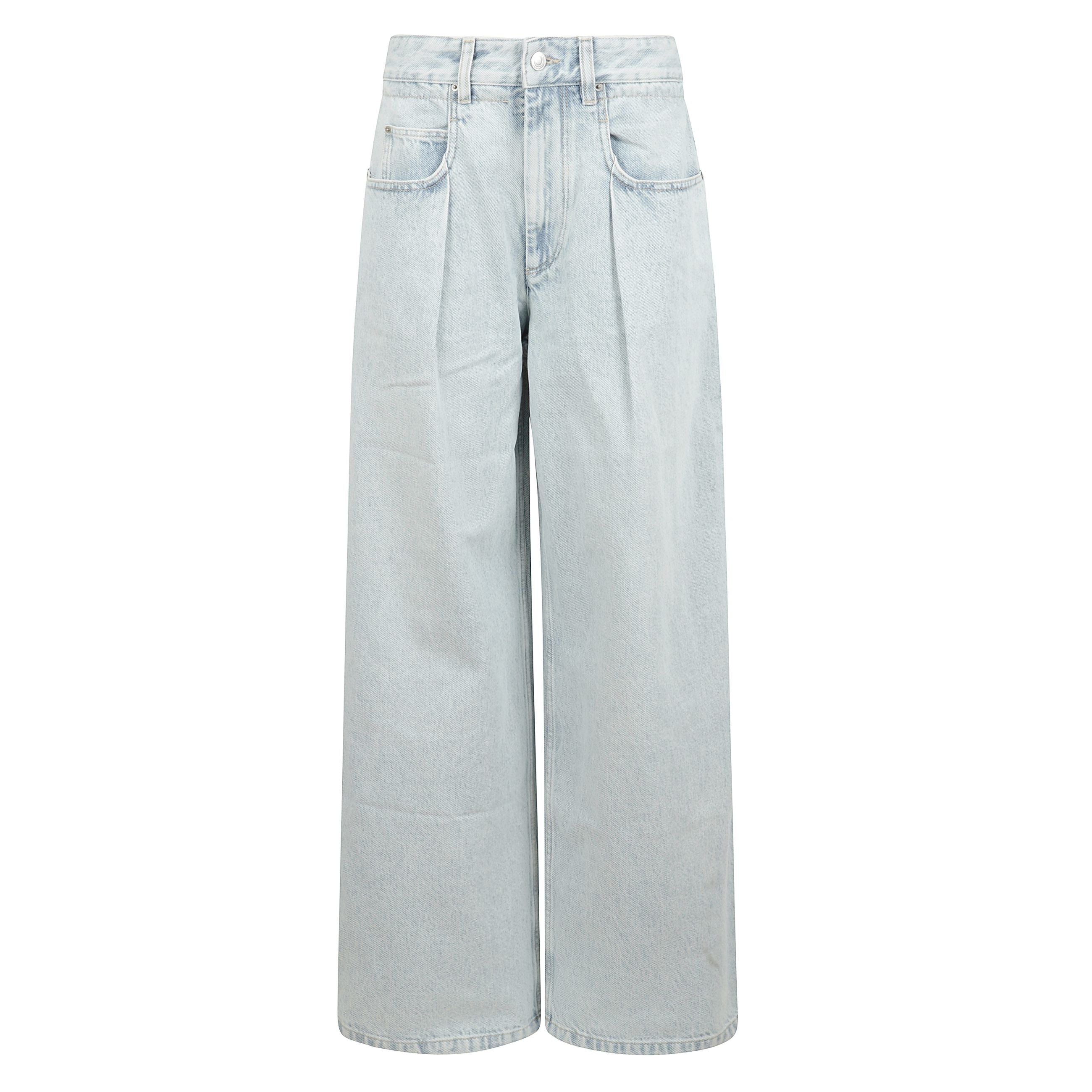 Jeans rachelle a gamba ampia e vita media, chiusura con zip nascosta e bottone, lavaggio leggero